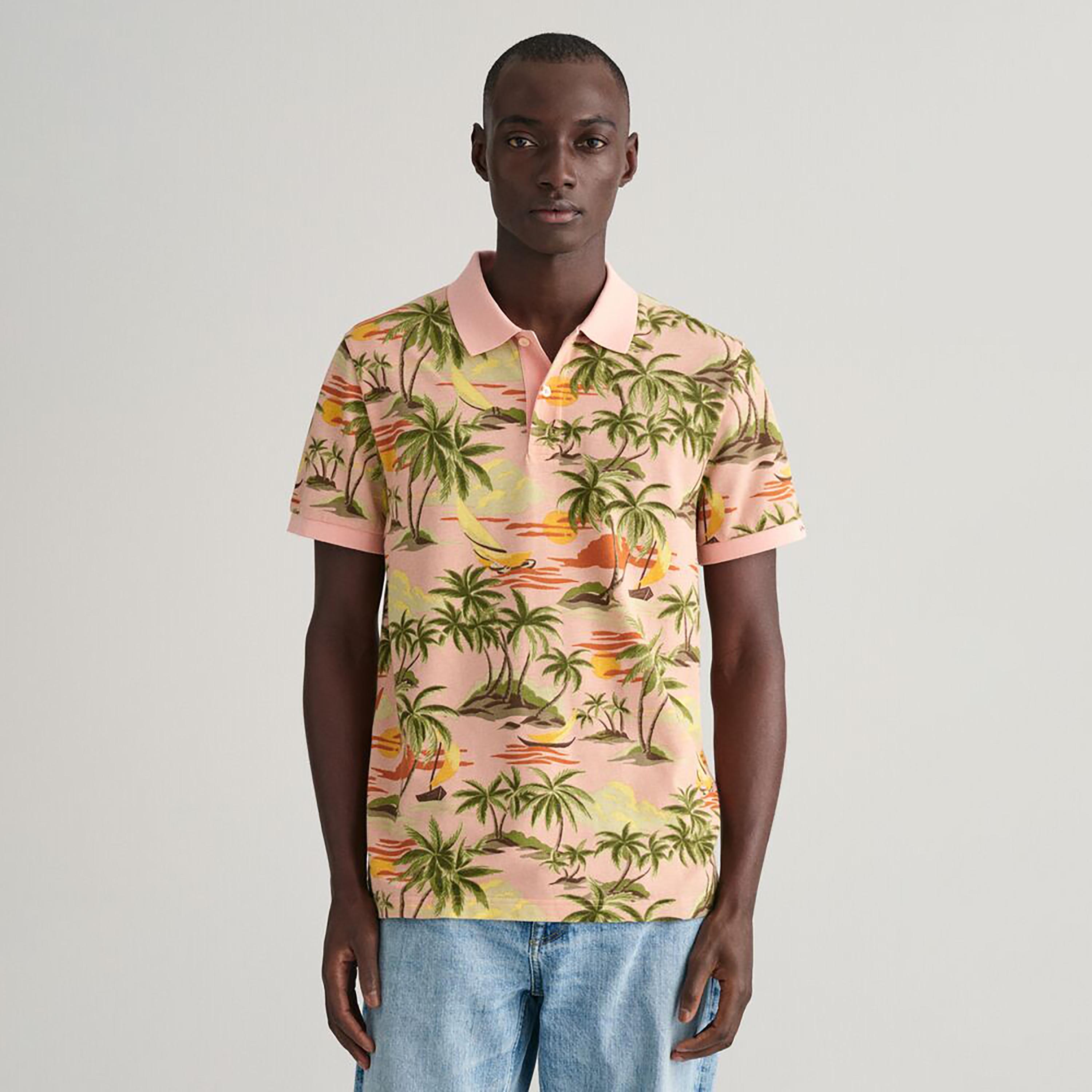 تي شيرت بولو بأكمام قصيرة وياقة مطبوعة من غانت-men-clothing-tshirtsandpolos-polos-image-4