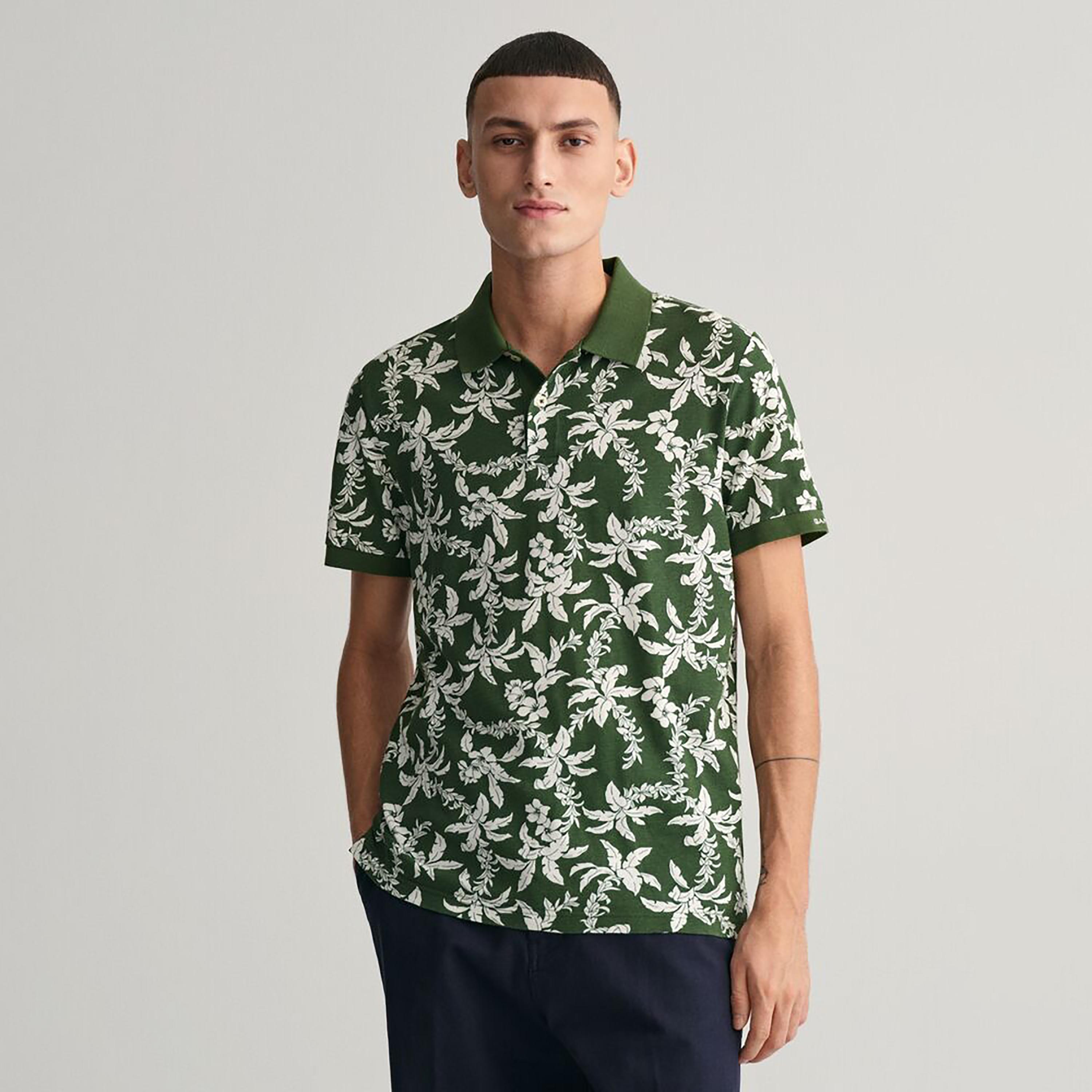 Gant Palm Lei Print Collared Short Sleeves Polo T-Shirt-men-clothing-tshirtsandpolos-polos-image-1