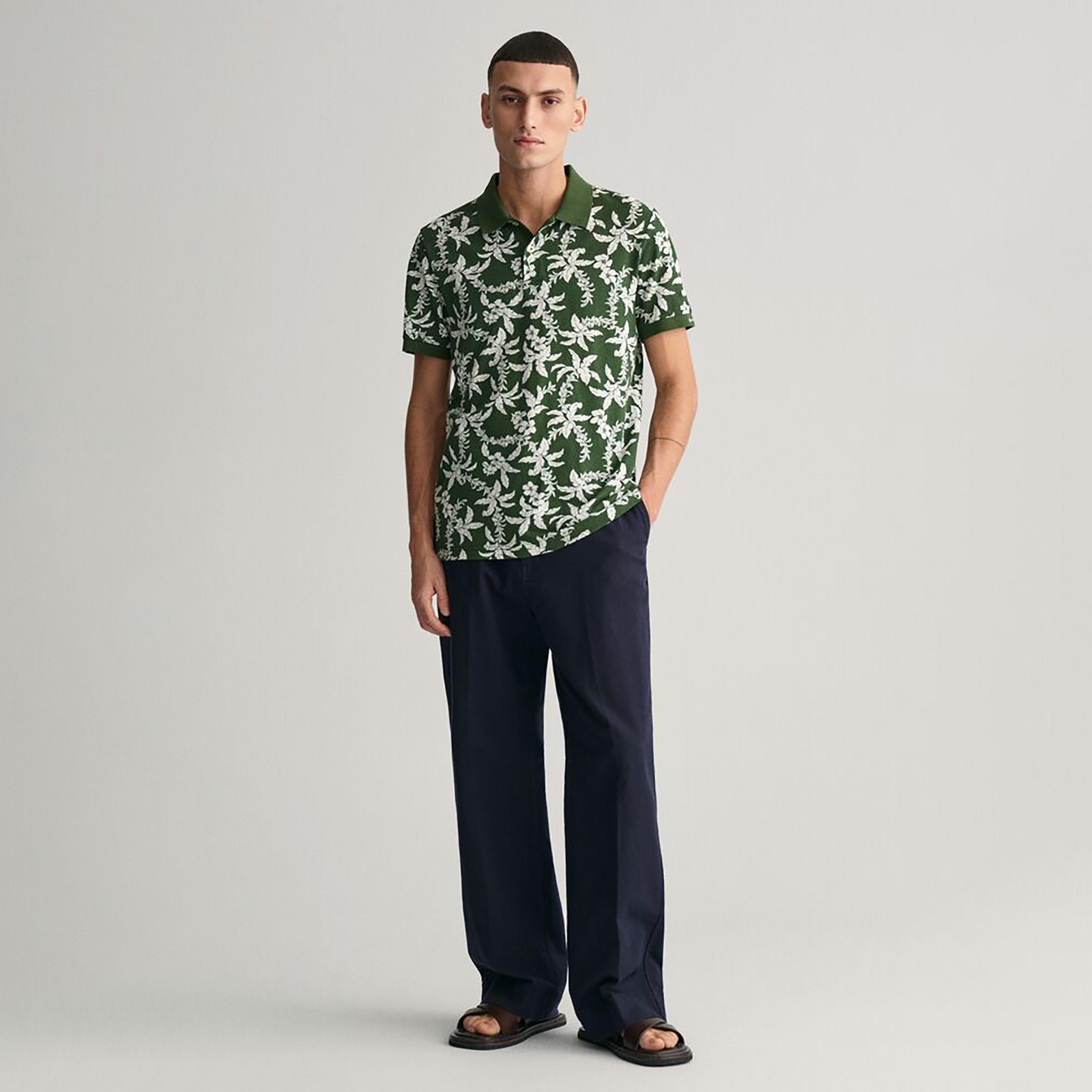 Gant Palm Lei Print Collared Short Sleeves Polo T-Shirt-men-clothing-tshirtsandpolos-polos-image-2