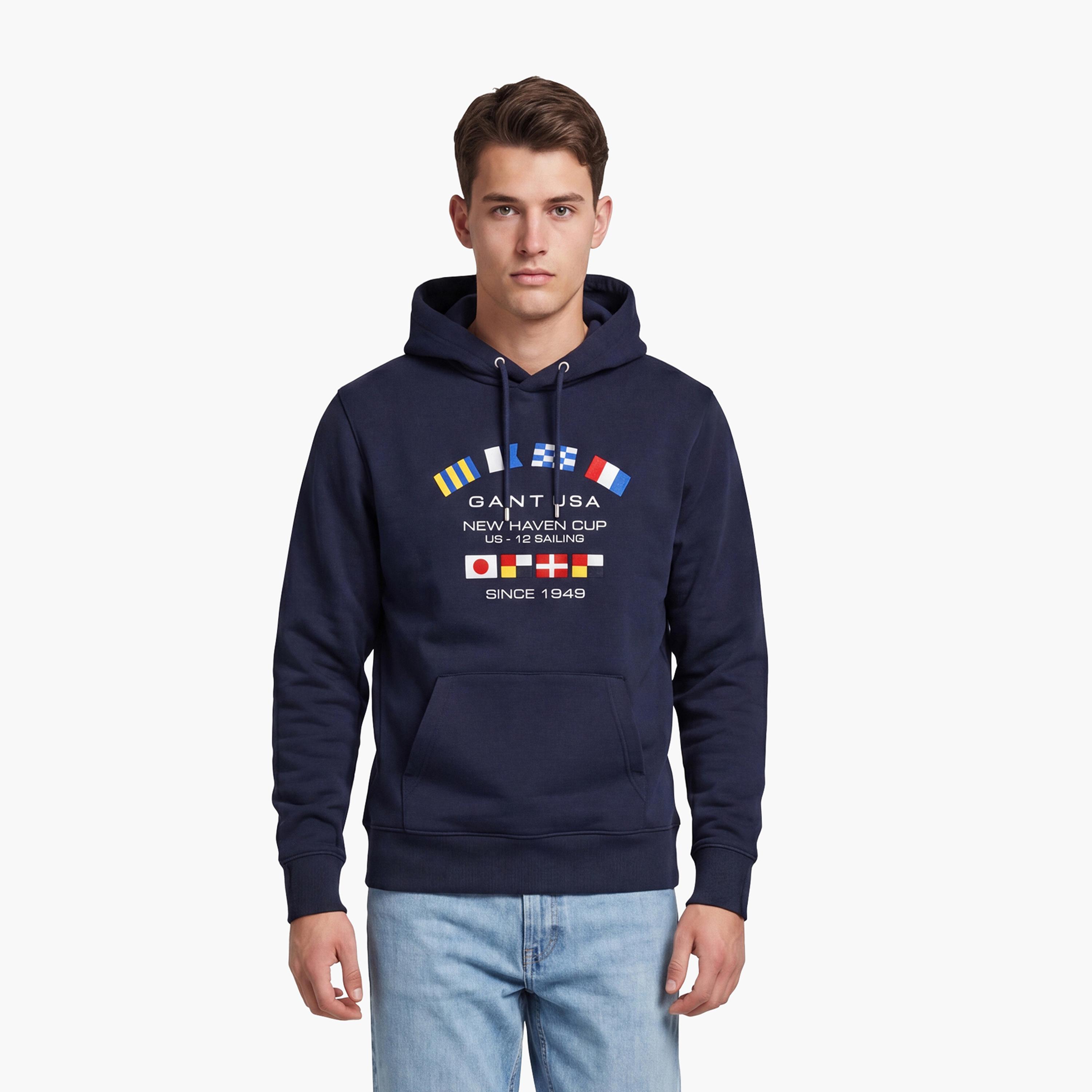 Gant Graphic Print Hooded Neck Long Sleeves Men's Sweatshirt-men-winterwear-hoodiesandsweatshirts-image-1