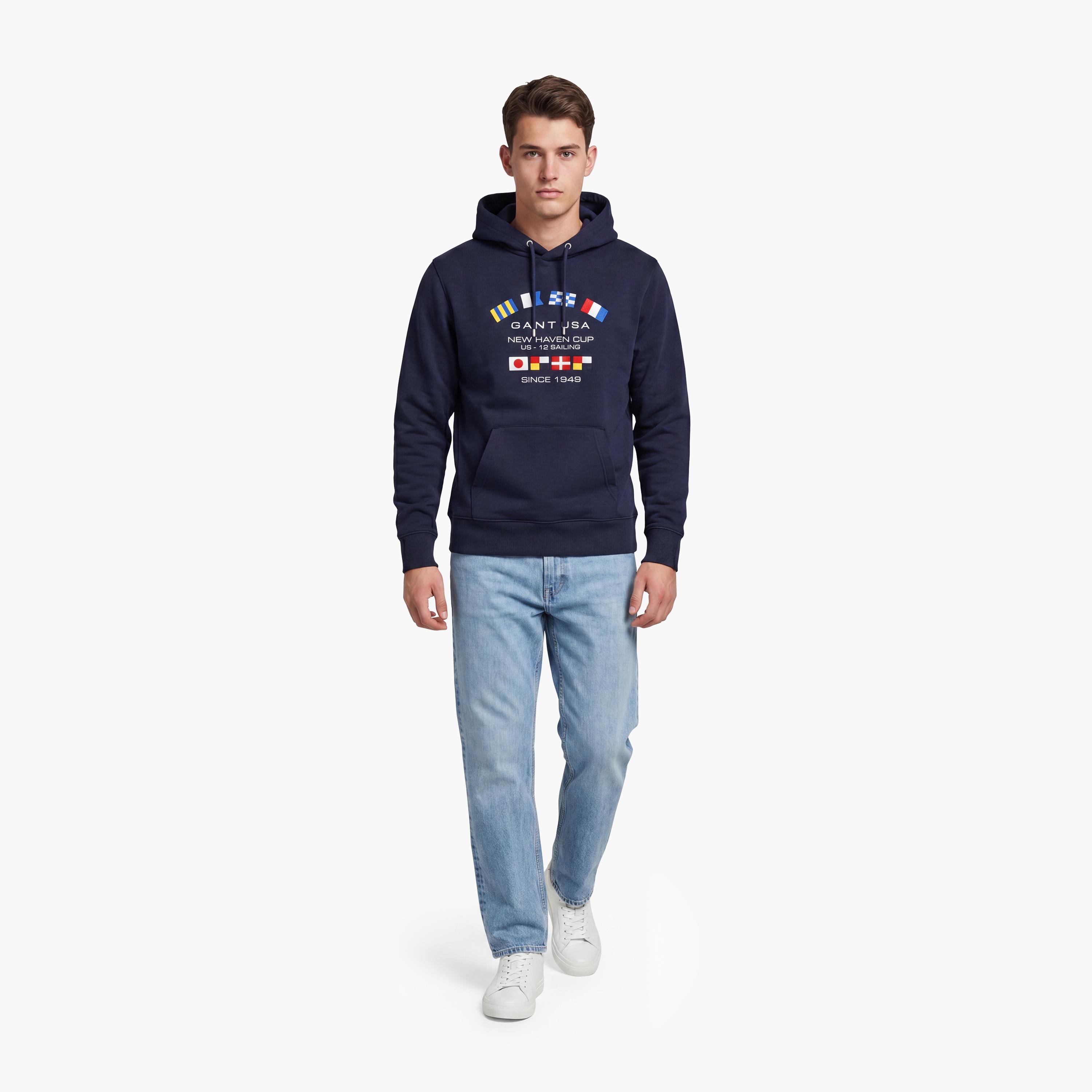 Gant Graphic Print Hooded Neck Long Sleeves Men's Sweatshirt-men-winterwear-hoodiesandsweatshirts-image-2