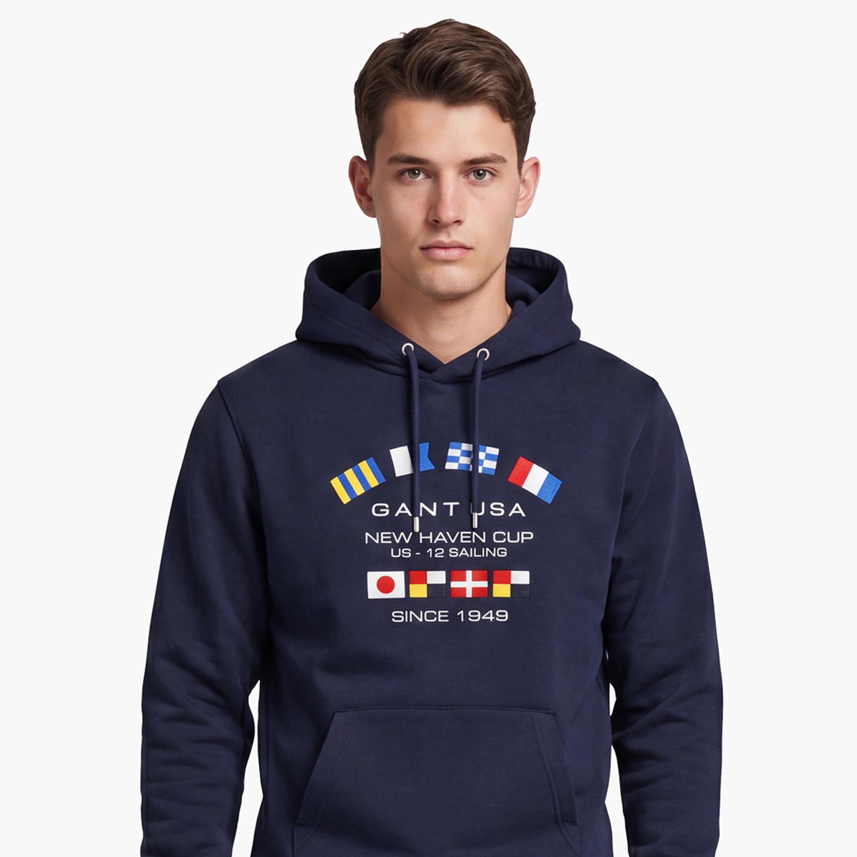 Gant Graphic Print Hooded Neck Long Sleeves Men's Sweatshirt-men-winterwear-hoodiesandsweatshirts-image-3