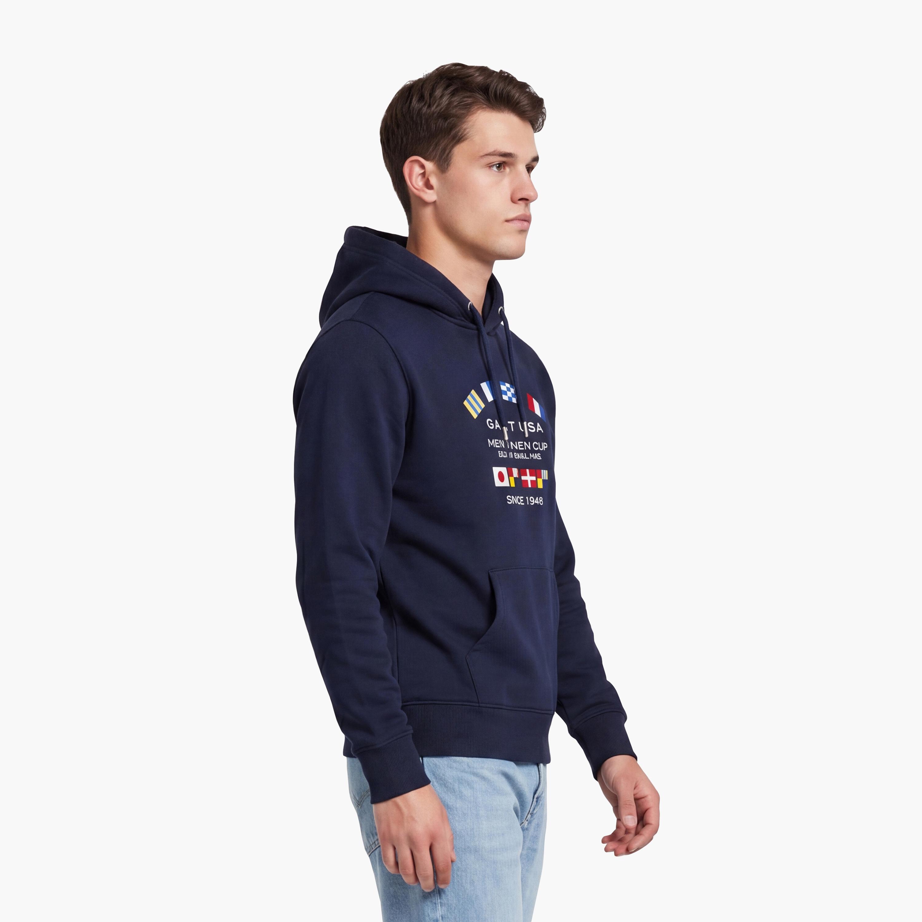 Gant Graphic Print Hooded Neck Long Sleeves Men's Sweatshirt-men-winterwear-hoodiesandsweatshirts-image-5