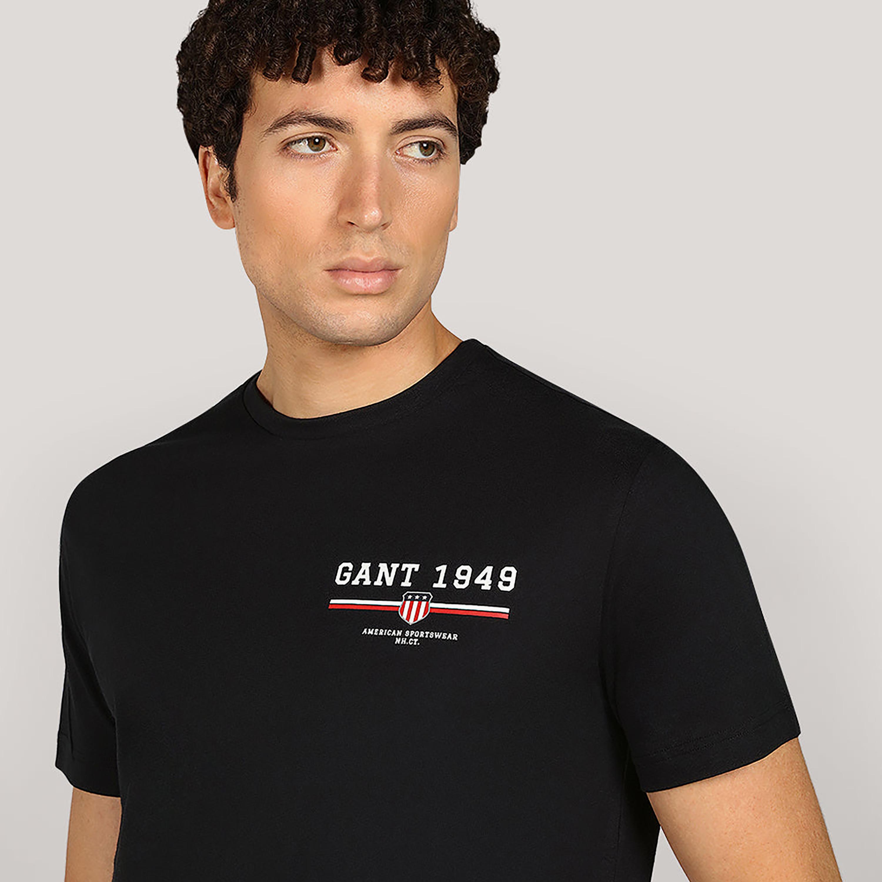 تيشيرت رجالي بياقة دائرية وأكمام قصيرة وطبعة شعار من جانت.-men-clothing-tshirtsandpolos-tshirts-image-19