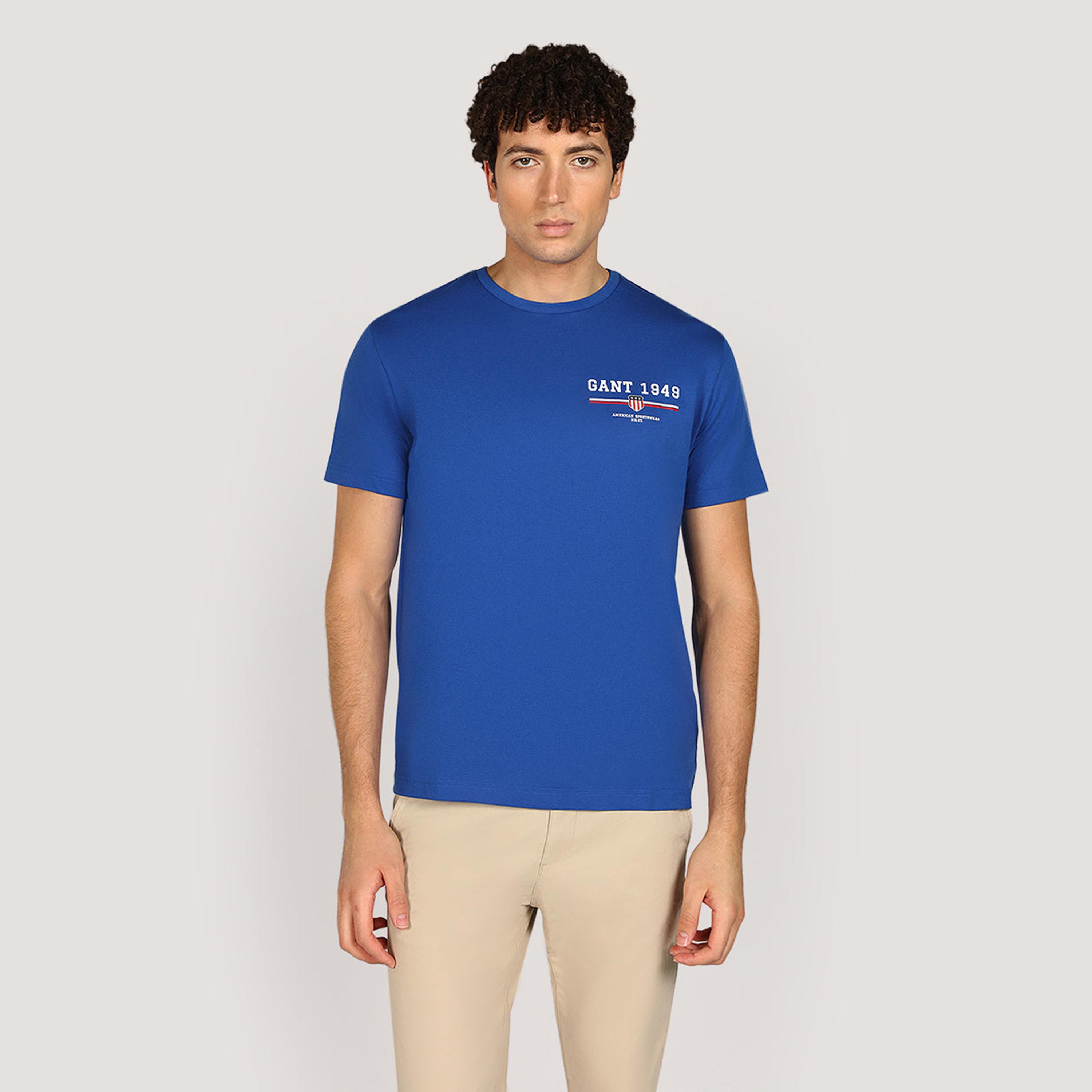 تيشيرت رجالي بياقة دائرية وأكمام قصيرة وطبعة شعار من جانت.-men-clothing-tshirtsandpolos-tshirts-image-13