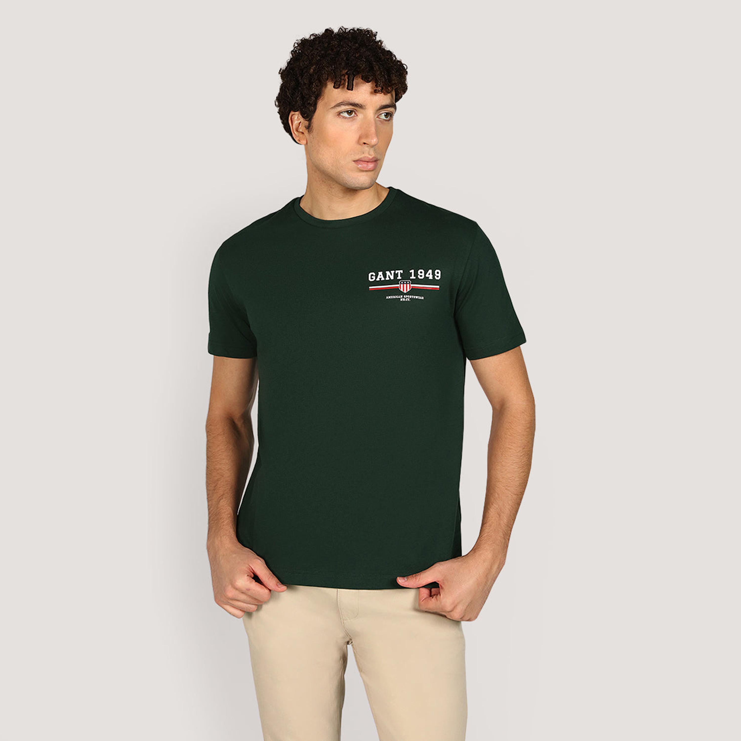 تيشيرت رجالي بياقة دائرية وأكمام قصيرة وطبعة شعار من جانت.-men-clothing-tshirtsandpolos-tshirts-image-9