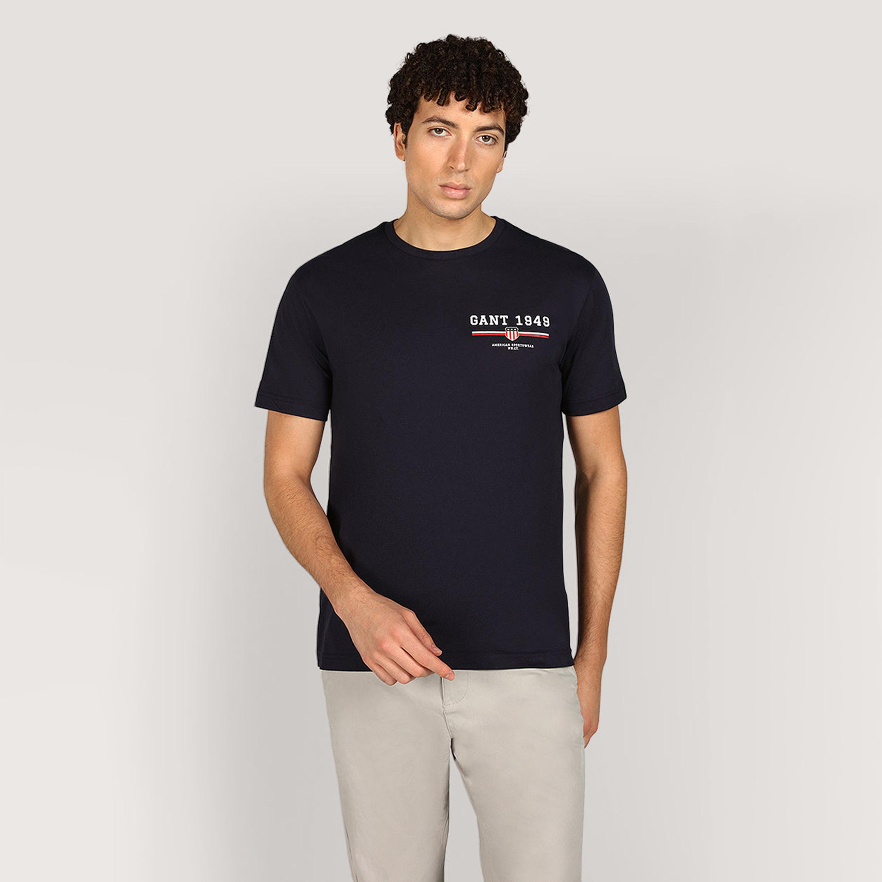 تيشيرت رجالي بياقة دائرية وأكمام قصيرة وطبعة شعار من جانت.-men-clothing-tshirtsandpolos-tshirts-image-5