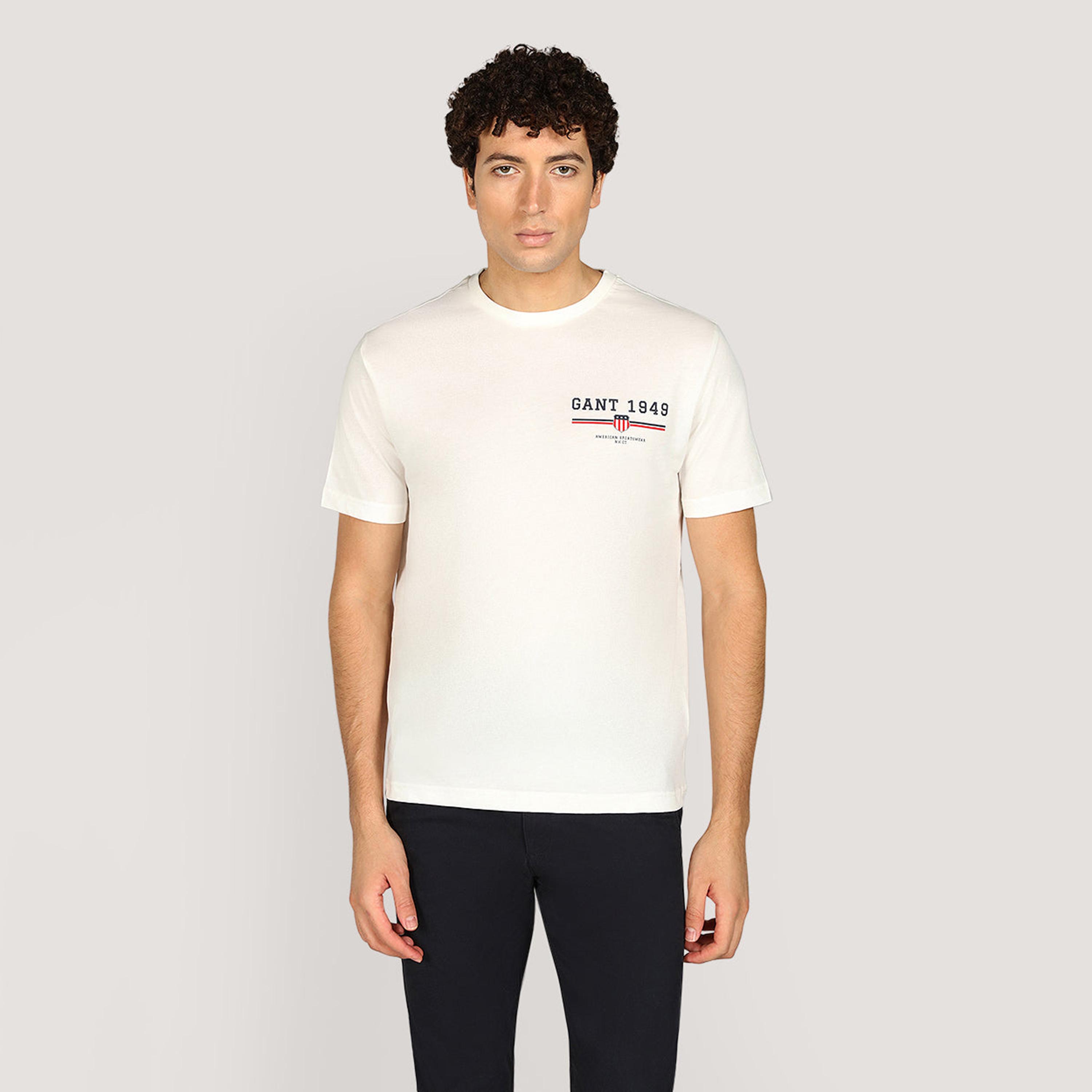 تيشيرت رجالي بياقة دائرية وأكمام قصيرة وطبعة شعار من جانت.-men-clothing-tshirtsandpolos-tshirts-image-1