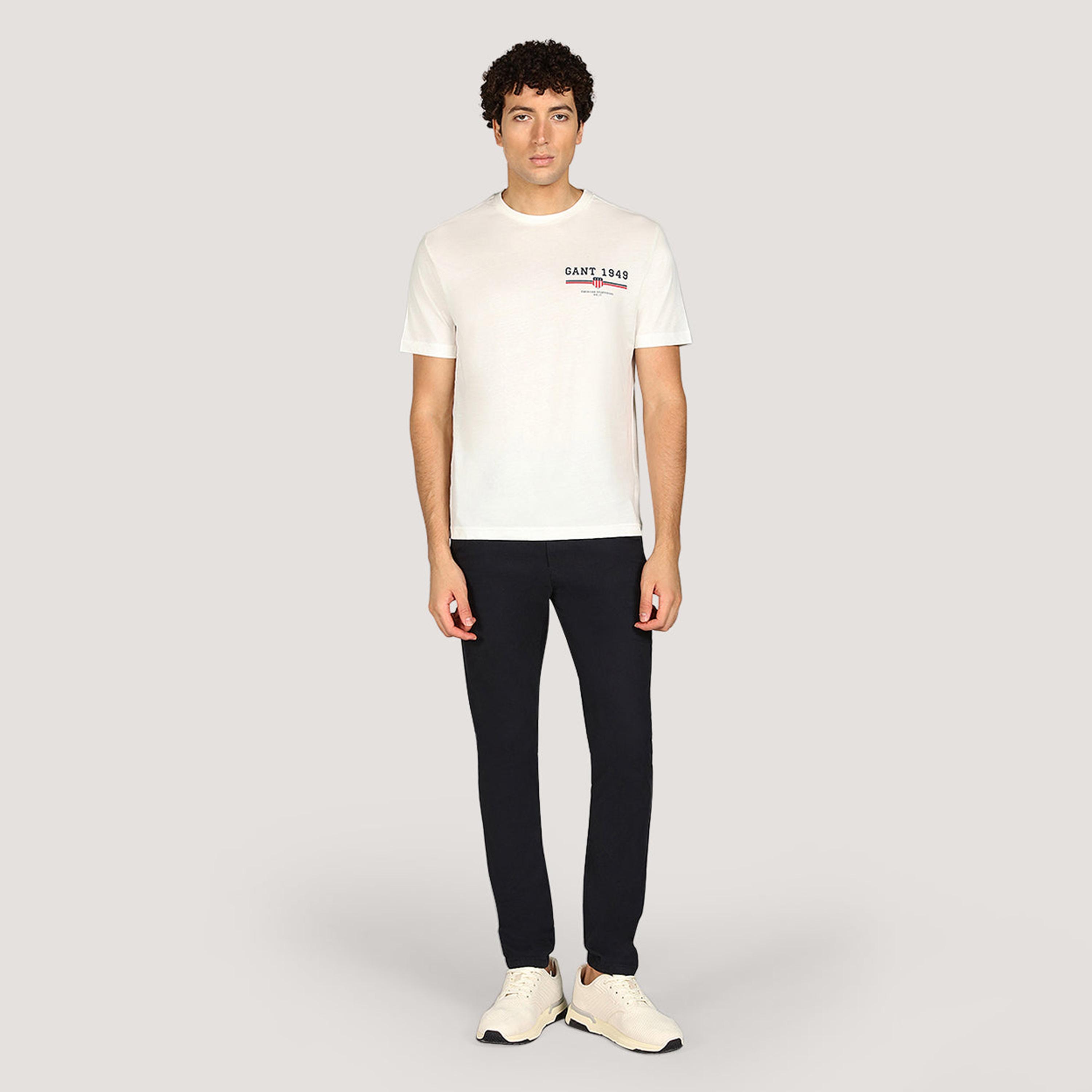 تيشيرت رجالي بياقة دائرية وأكمام قصيرة وطبعة شعار من جانت.-men-clothing-tshirtsandpolos-tshirts-image-2