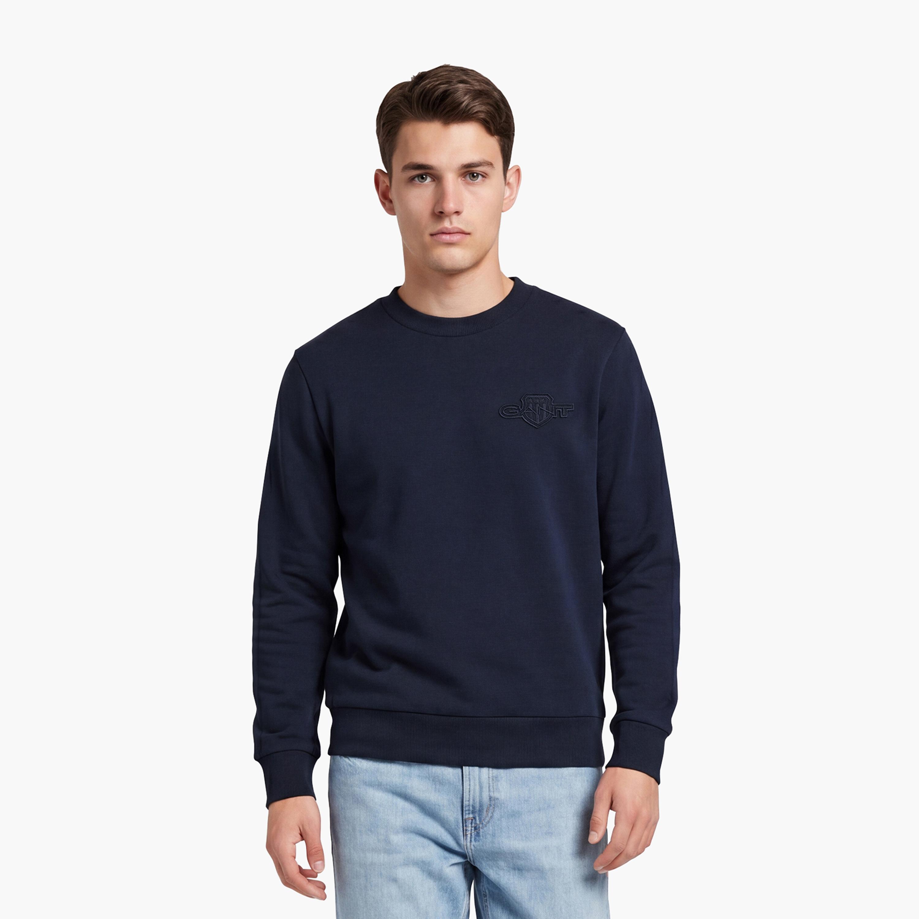 Gant Plain Round Neck Long Sleeves Men's Sweatshirt-men-winterwear-hoodiesandsweatshirts-image-1