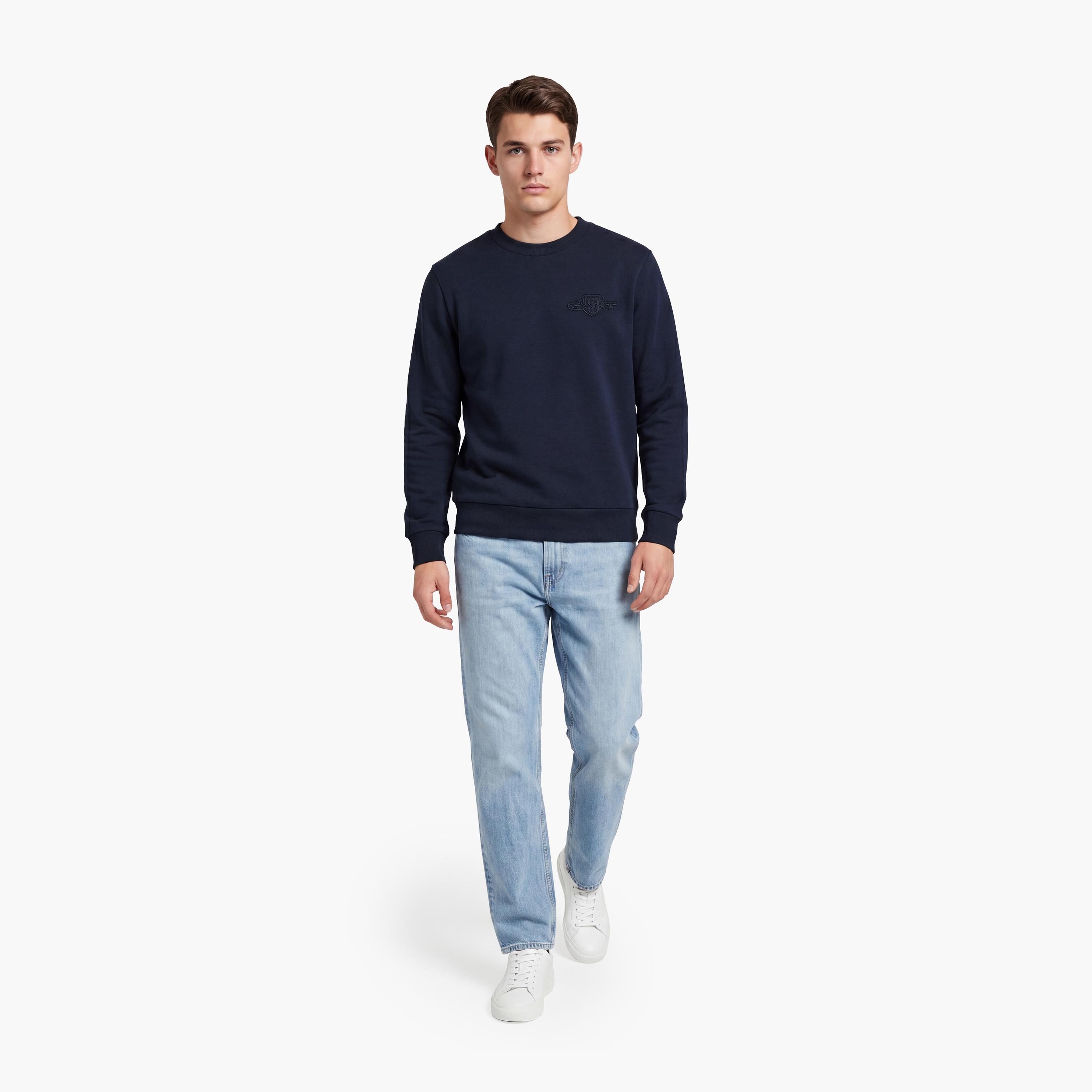 Gant Plain Round Neck Long Sleeves Men's Sweatshirt-men-winterwear-hoodiesandsweatshirts-image-2