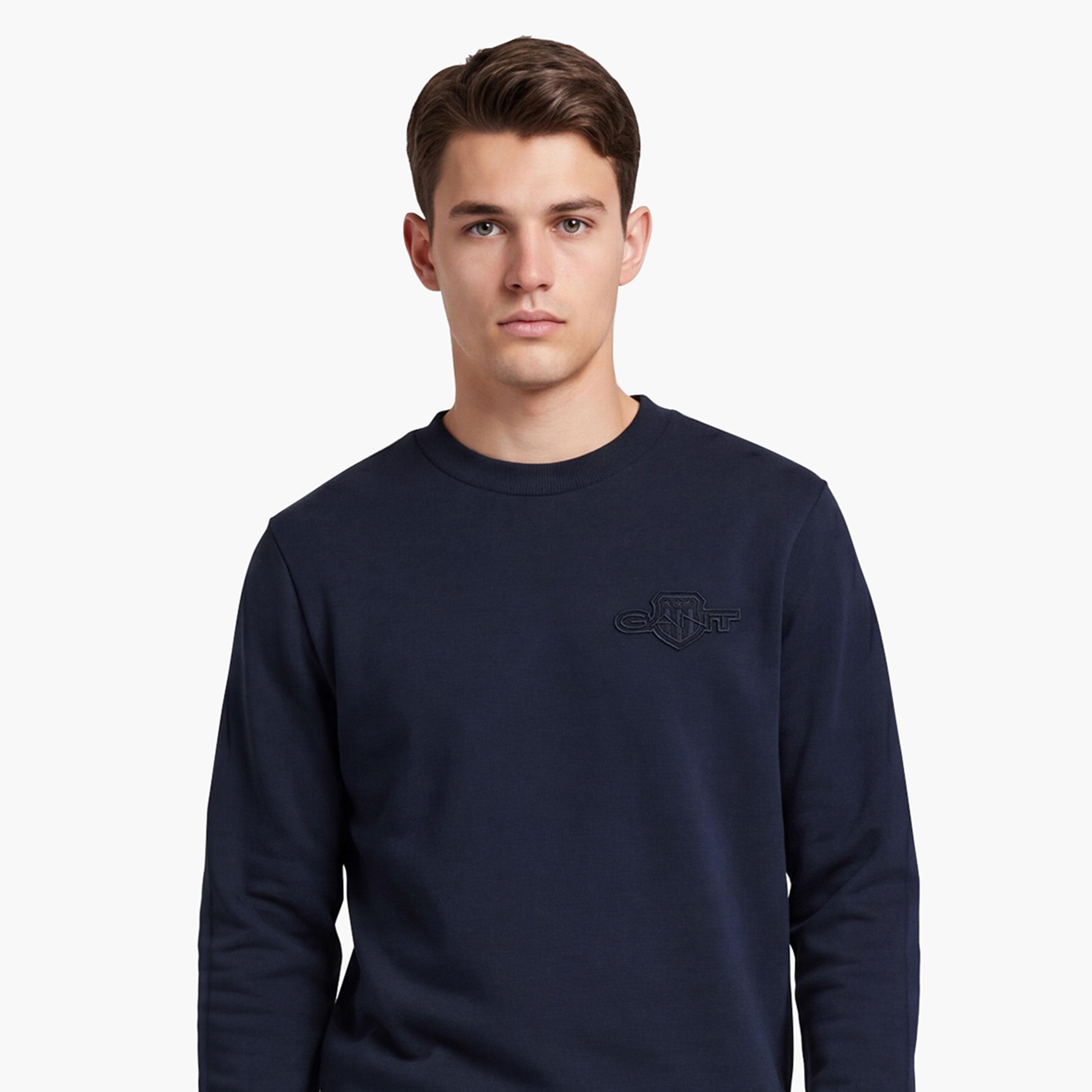 Gant Plain Round Neck Long Sleeves Men's Sweatshirt-men-winterwear-hoodiesandsweatshirts-image-3