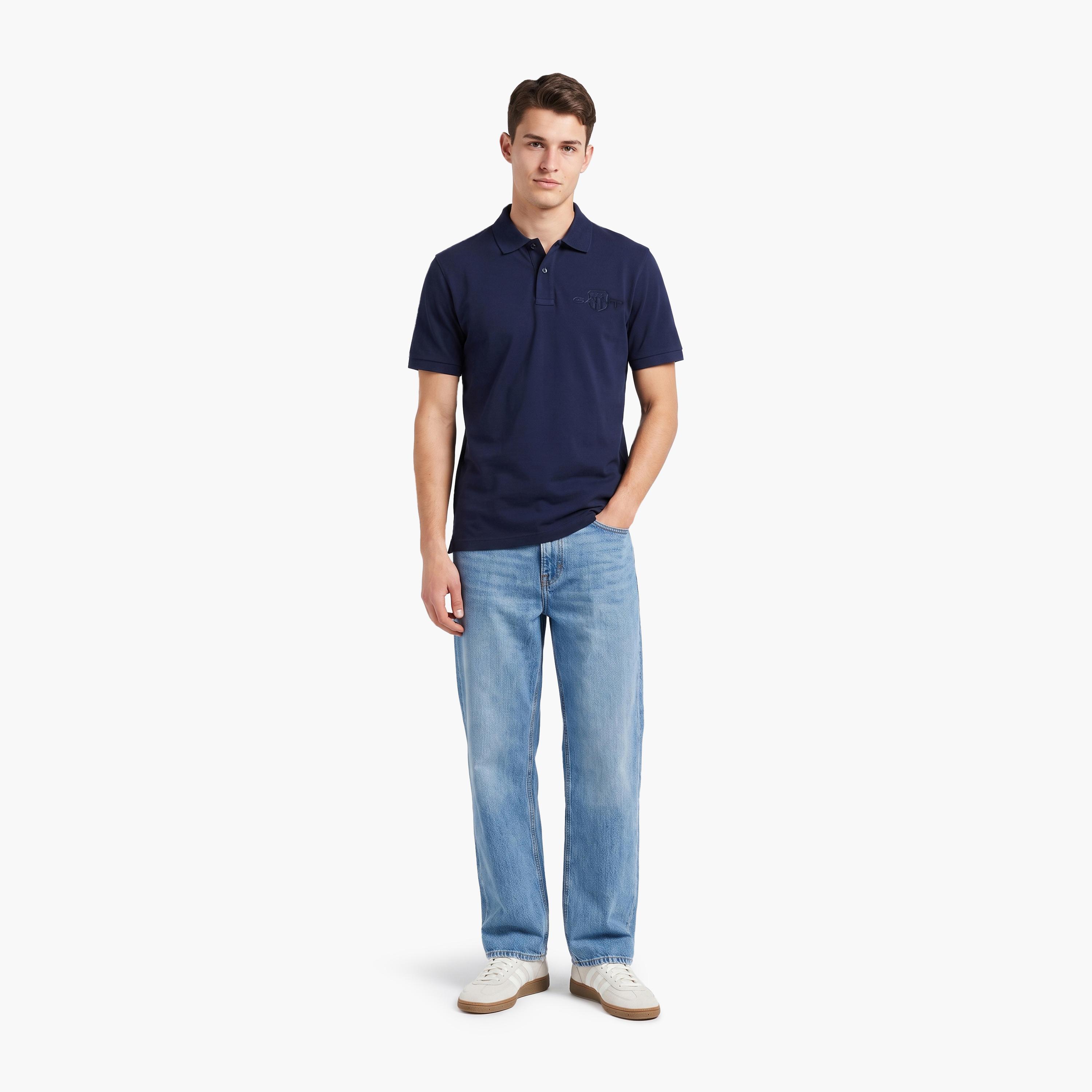 تي شيرت بولو رجالي سادة بأكمام قصيرة وياقة من جانت-men-clothing-tshirtsandpolos-polos-image-2