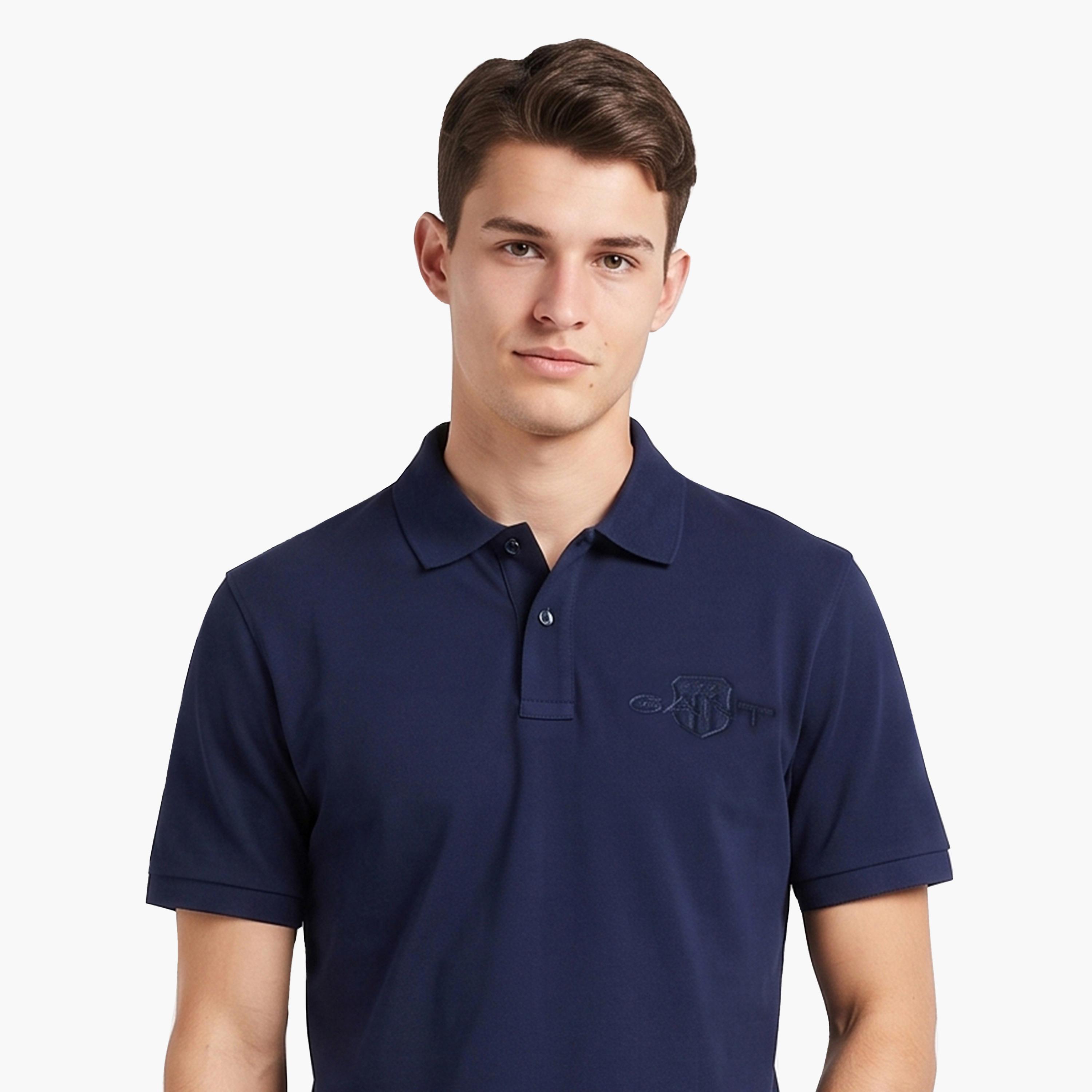 تي شيرت بولو رجالي سادة بأكمام قصيرة وياقة من جانت-men-clothing-tshirtsandpolos-polos-image-3