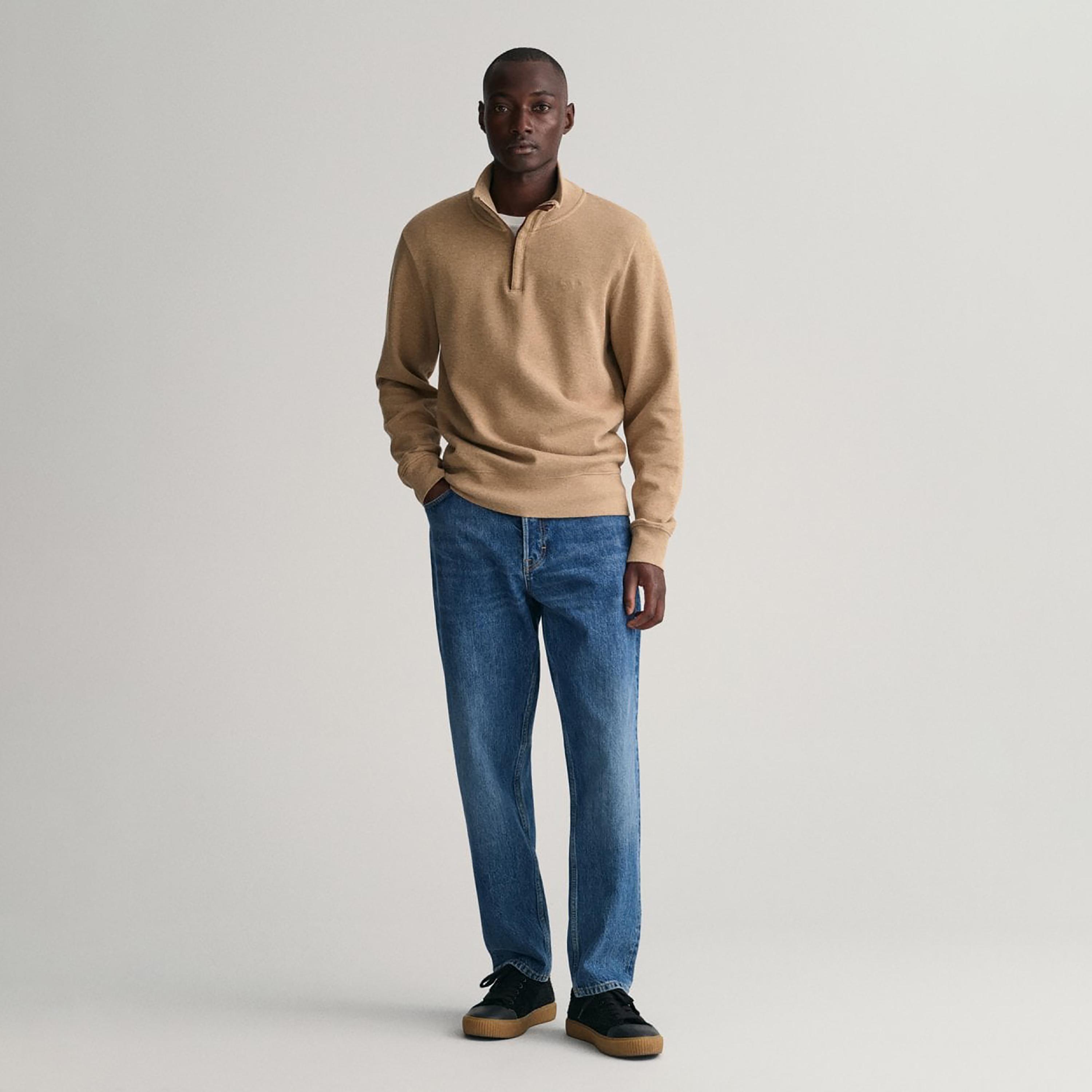 Gant Logo Detail High Neck Shield Half-Zip Sweatshirt-men-winterwear-hoodiesandsweatshirts-image-2
