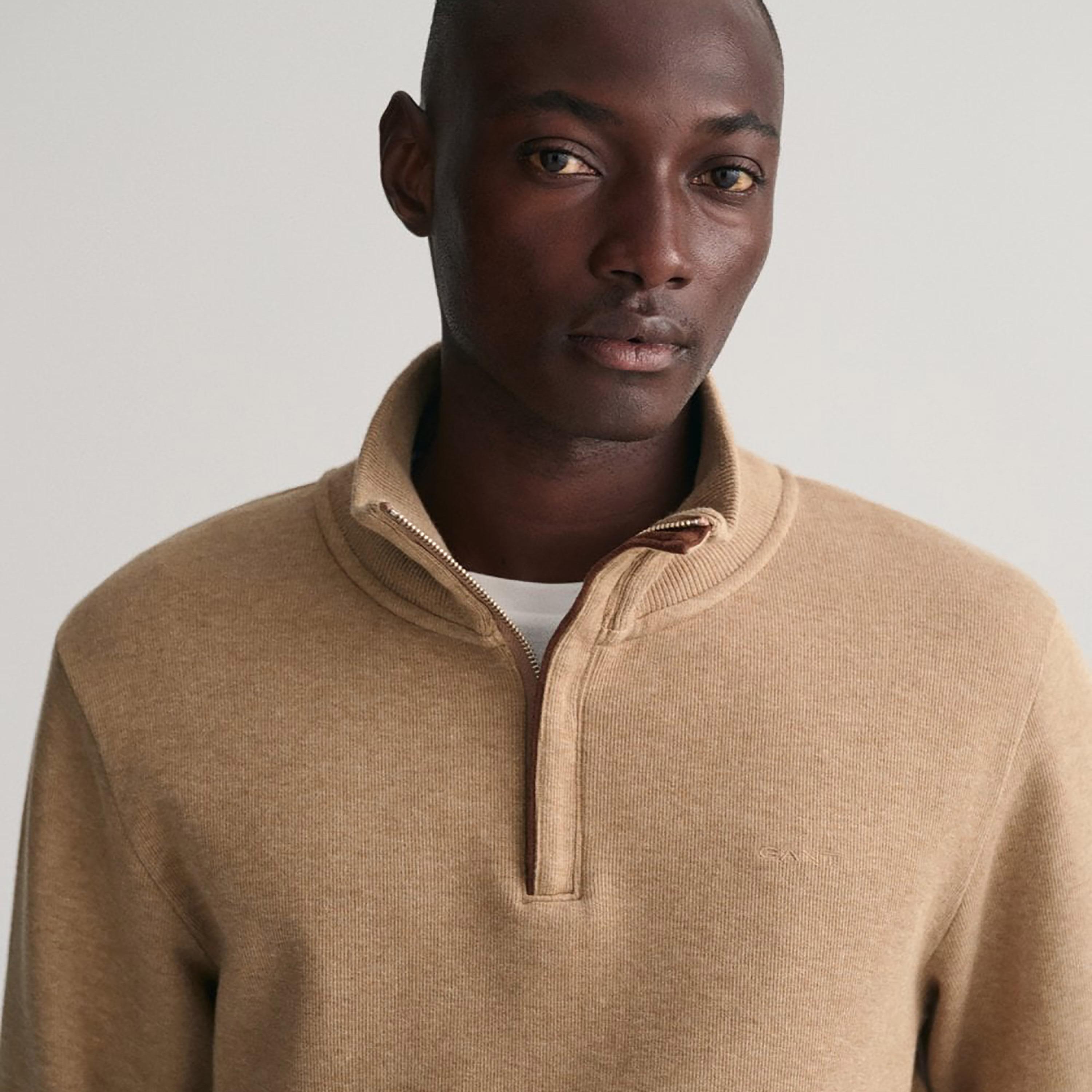 Gant Logo Detail High Neck Shield Half-Zip Sweatshirt-men-winterwear-hoodiesandsweatshirts-image-3