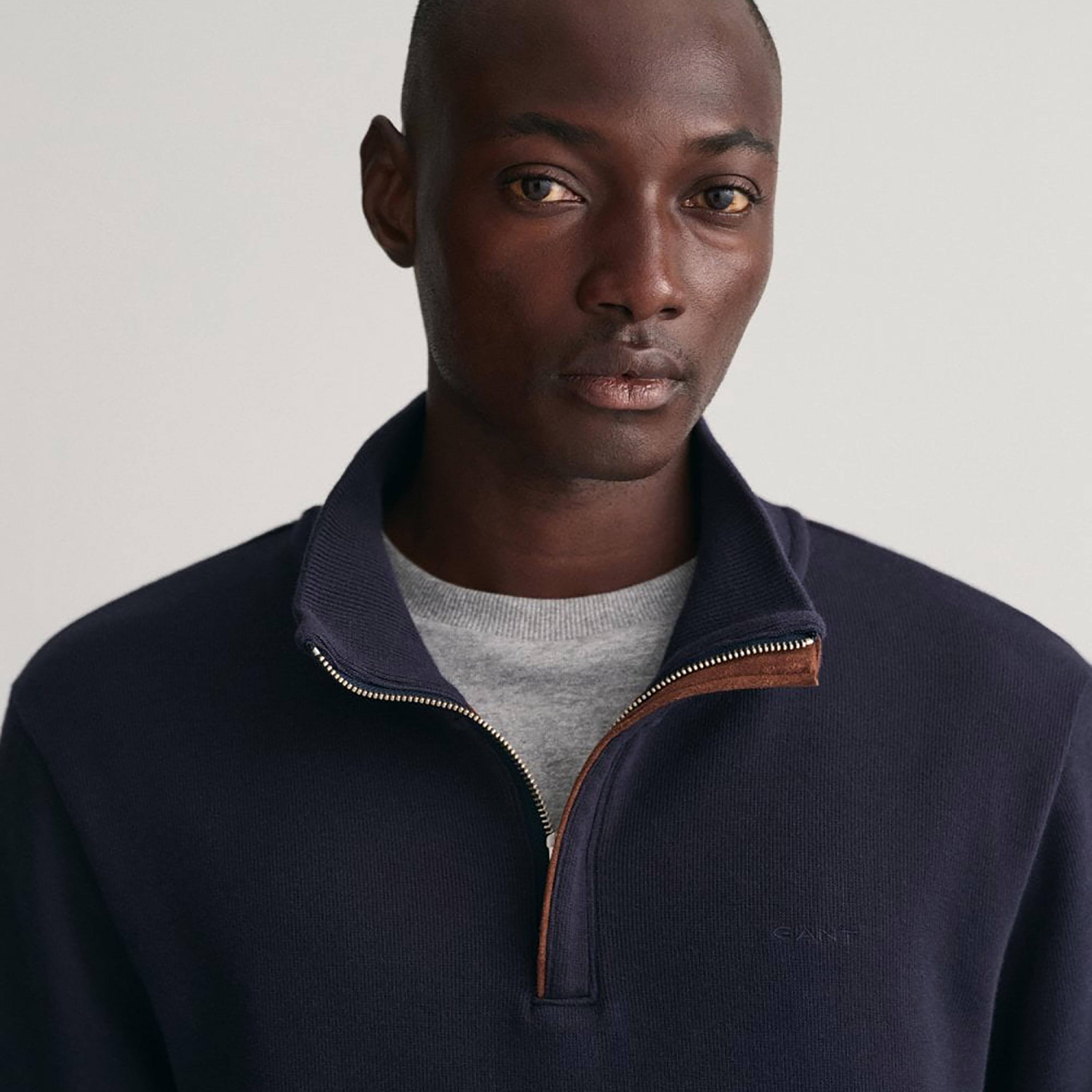 Gant Logo Detail High Neck Shield Half-Zip Sweatshirt-men-winterwear-hoodiesandsweatshirts-image-3