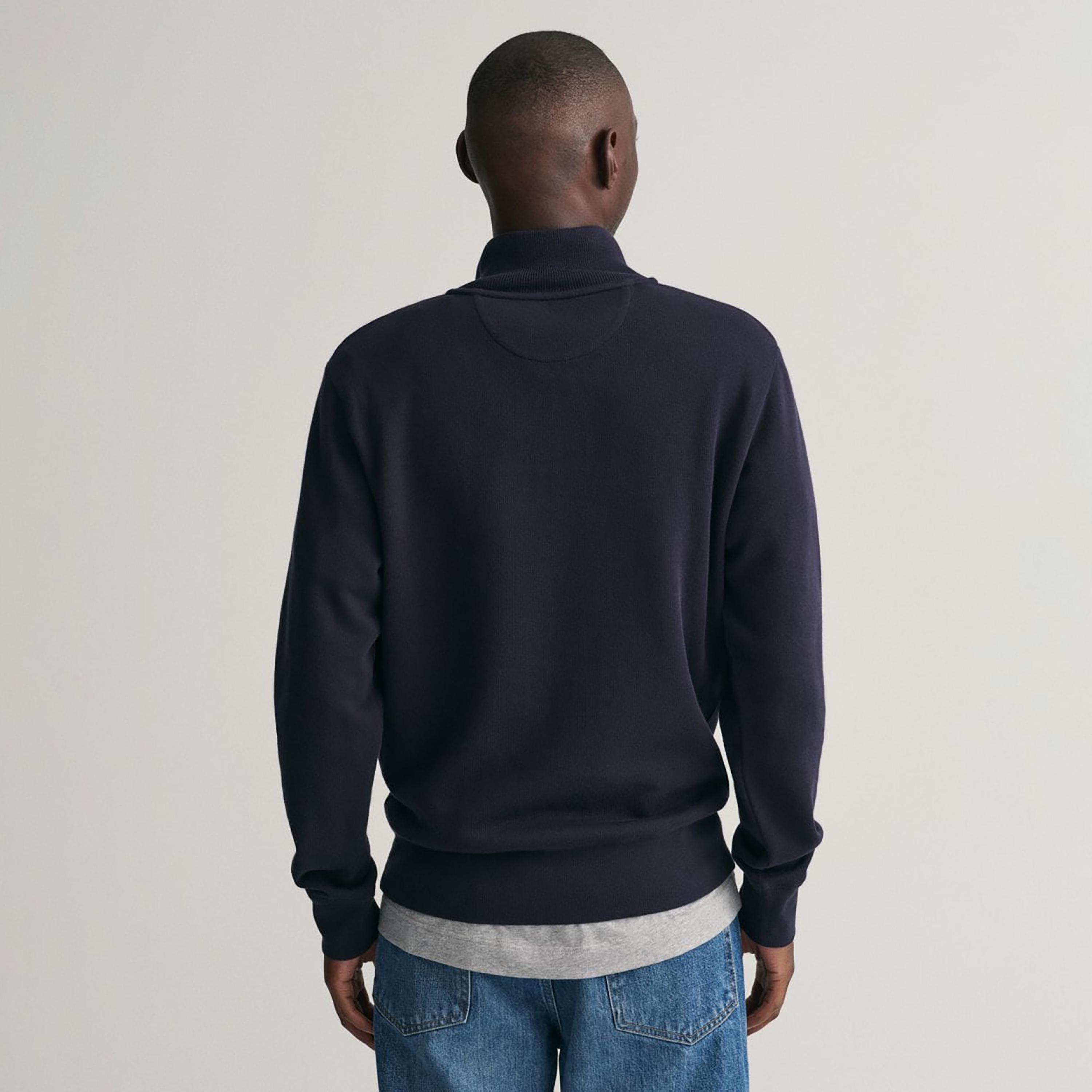 Gant Logo Detail High Neck Shield Half-Zip Sweatshirt-men-winterwear-hoodiesandsweatshirts-image-4
