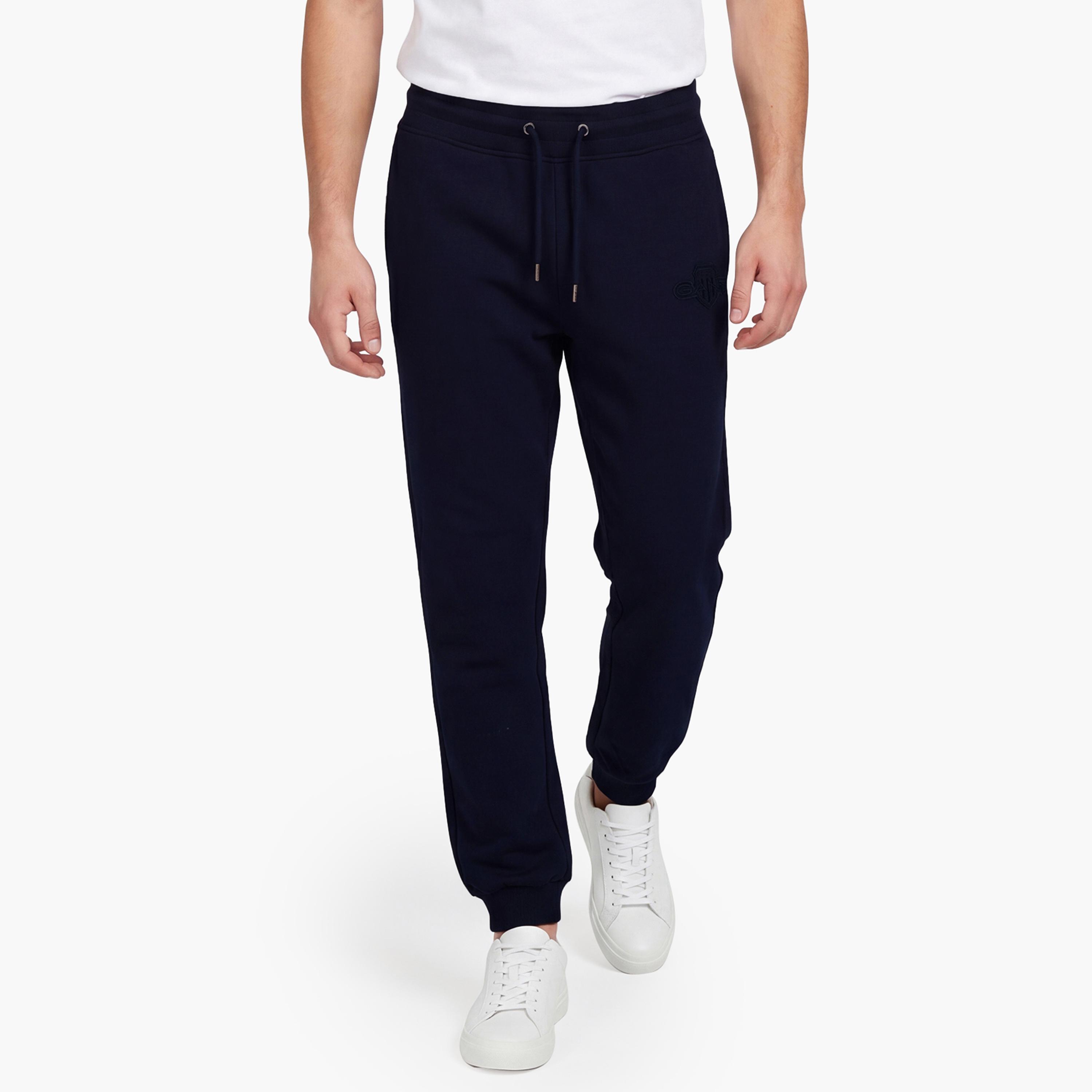 Gant Plain Mid Rise Drawstring Waist Men's Joggers-men-clothing-bottoms-joggers-image-1