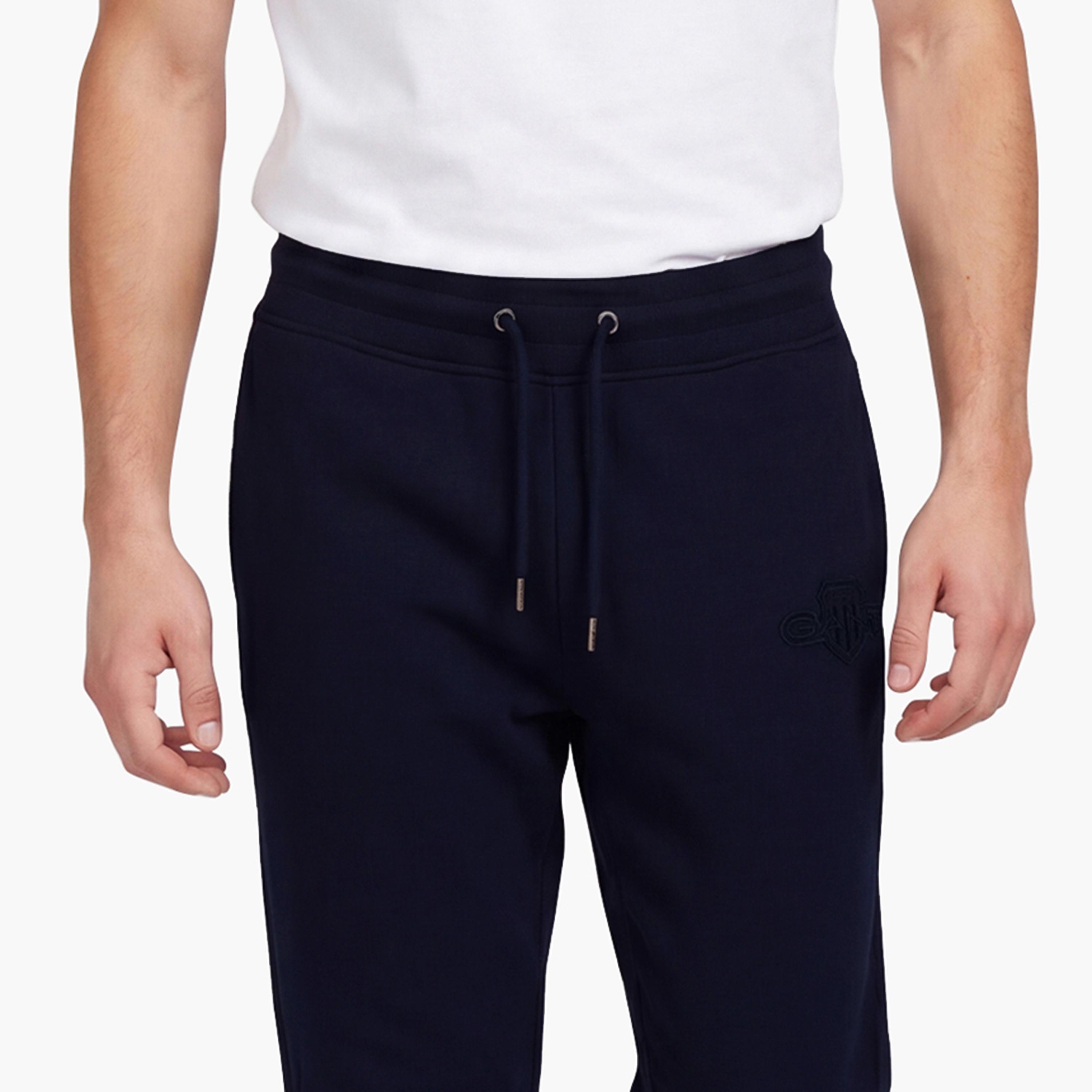 Gant Plain Mid Rise Drawstring Waist Men's Joggers-men-clothing-bottoms-joggers-image-3