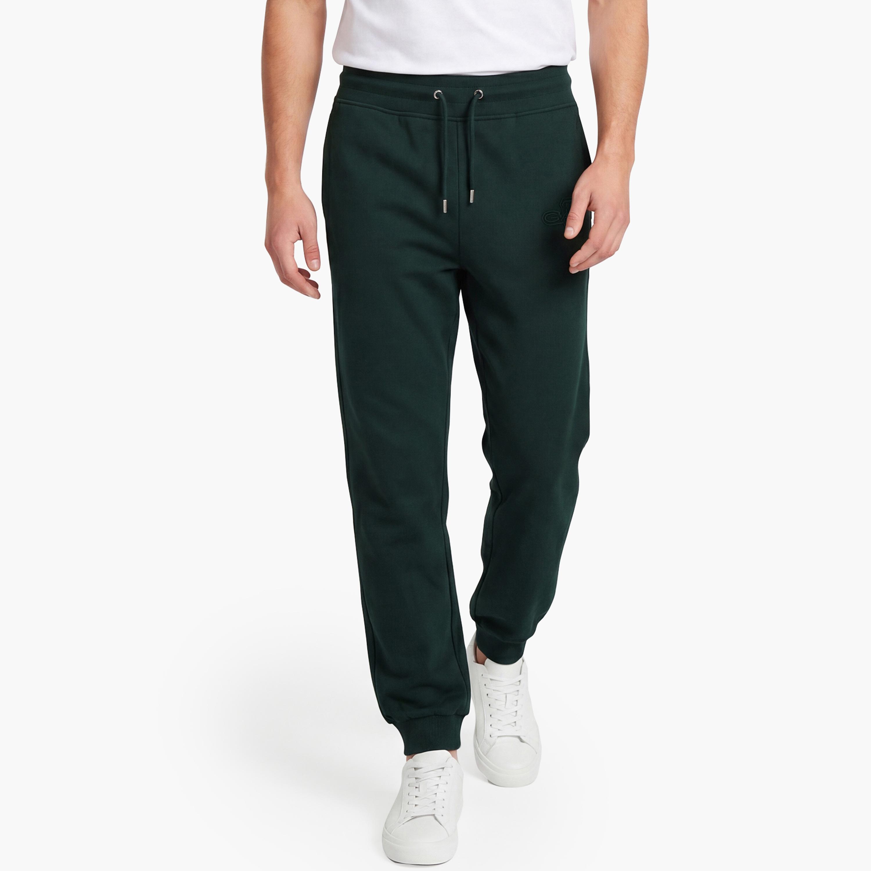 بنطال رياضي (جوغر) رجالي سادة بخصر متوسط الارتفاع ورباط قابل للتعديل من غانت-men-clothing-bottoms-joggers-image-1