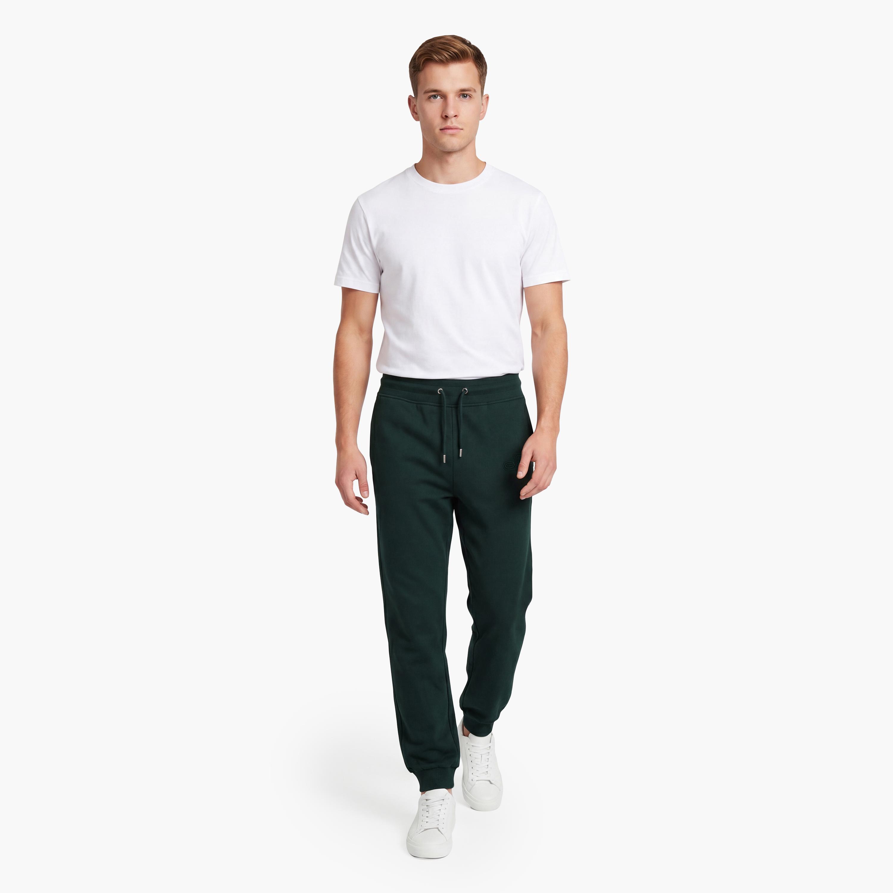 بنطال رياضي (جوغر) رجالي سادة بخصر متوسط الارتفاع ورباط قابل للتعديل من غانت-men-clothing-bottoms-joggers-image-2