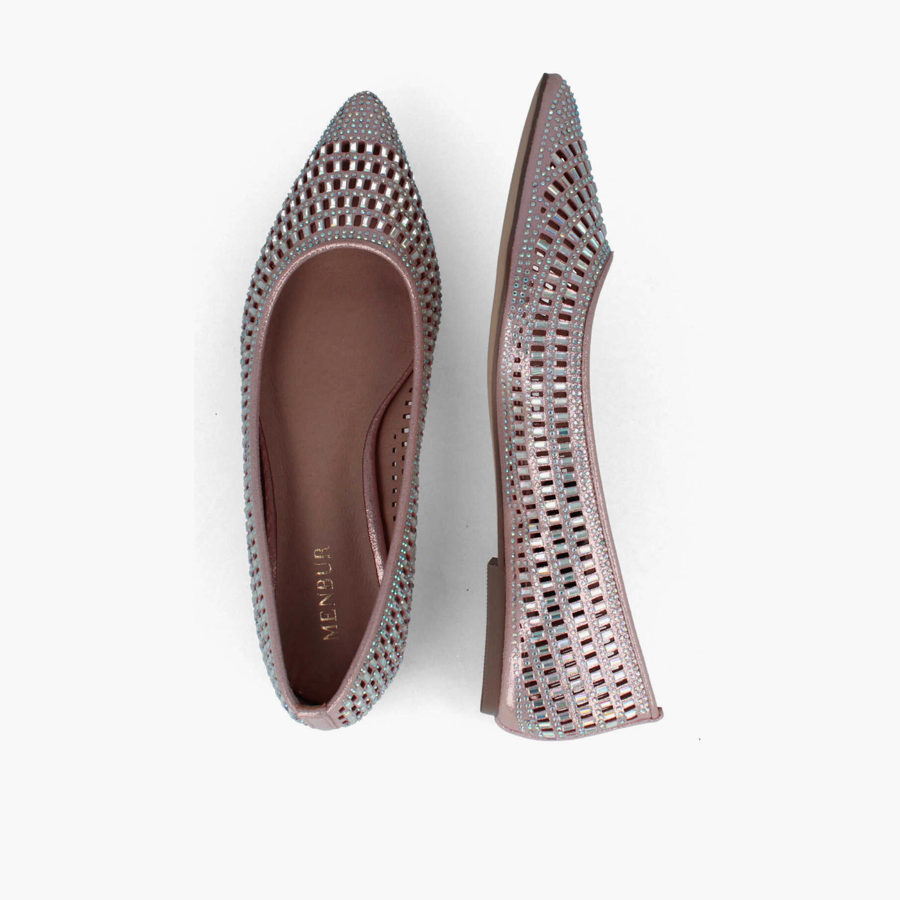 Menbur Women's Metallic Pointed Toe Ballerinas with Cut Out Accent | 20742-women-shoes-ballerinas-image-4
