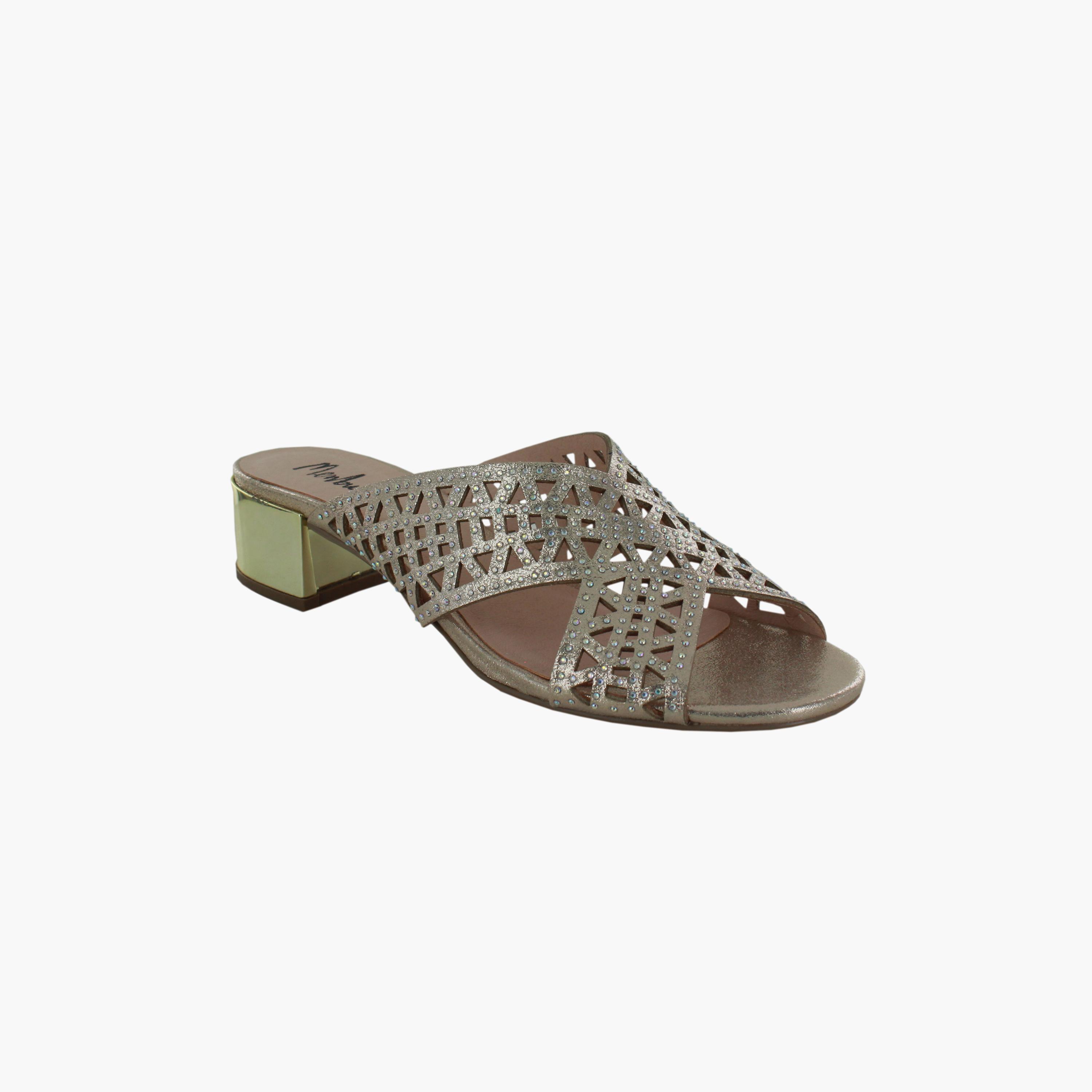 Menbur Women's Metallic Block Heels with Cut Out Accent | 20752-women-shoes-heels-image-1