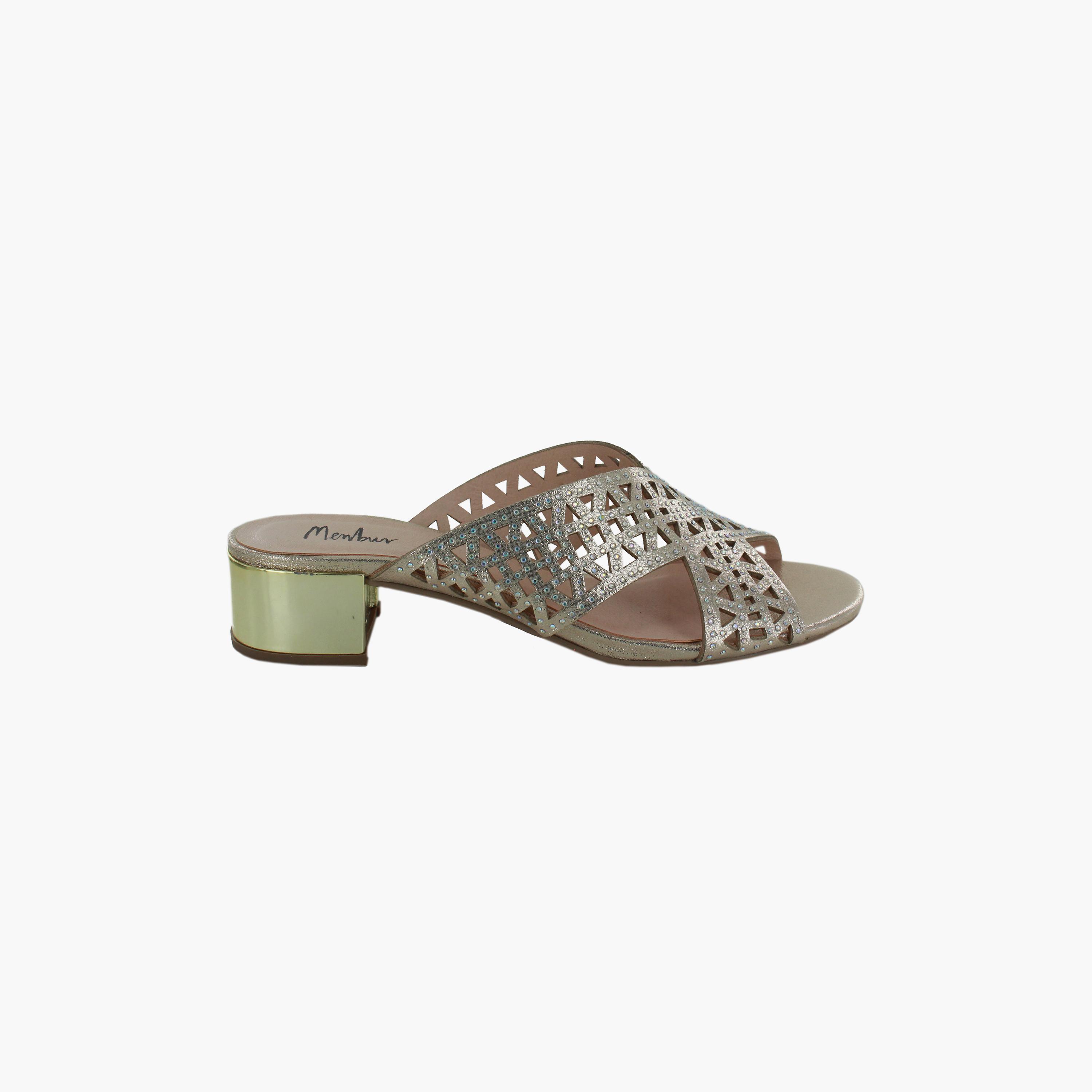 Menbur Women's Metallic Block Heels with Cut Out Accent | 20752-women-shoes-heels-image-2
