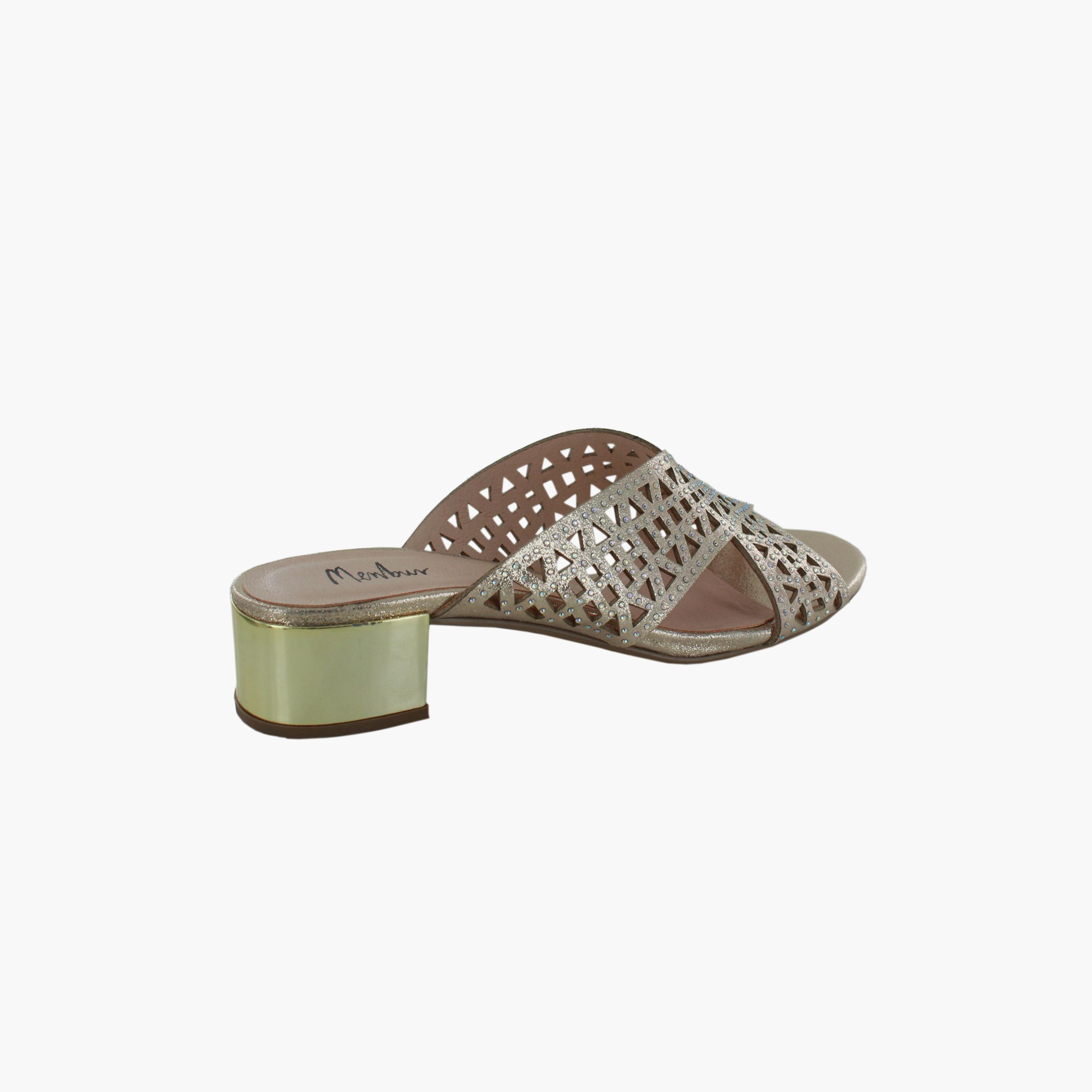 Menbur Women's Metallic Block Heels with Cut Out Accent | 20752-women-shoes-heels-image-3