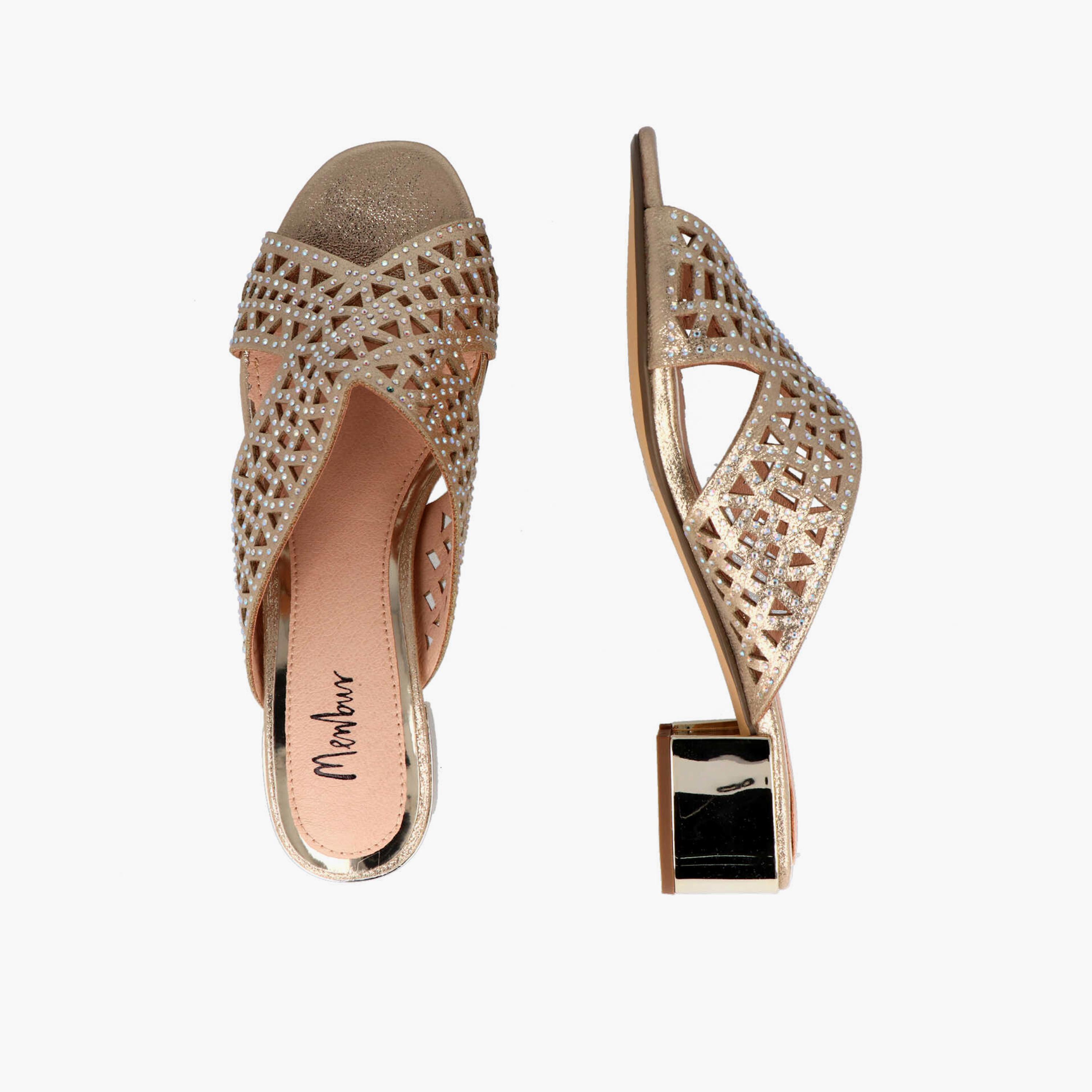Menbur Women's Metallic Block Heels with Cut Out Accent | 20752-women-shoes-heels-image-4