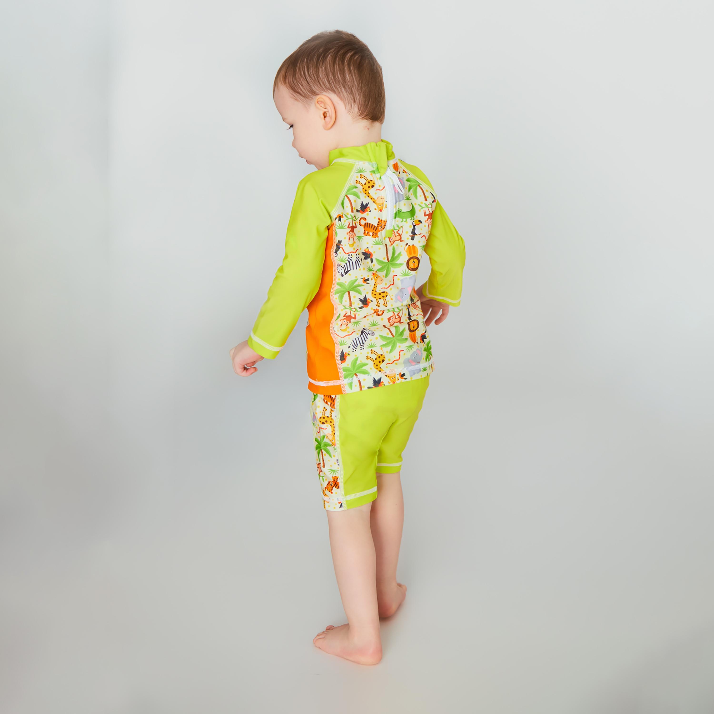 قطعتان للأطفال من كويجا بويز، حيوانات الغابة الخضراء-boys-clothing-swimwear-image-2