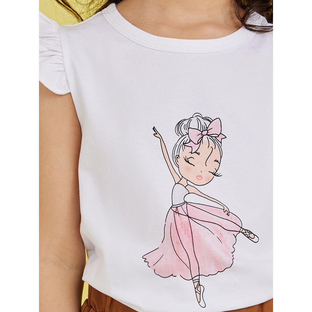 Styli Ruffle Sleeves Figure Graphic Print T-shirt-girls-clothing-tshirts-image-3