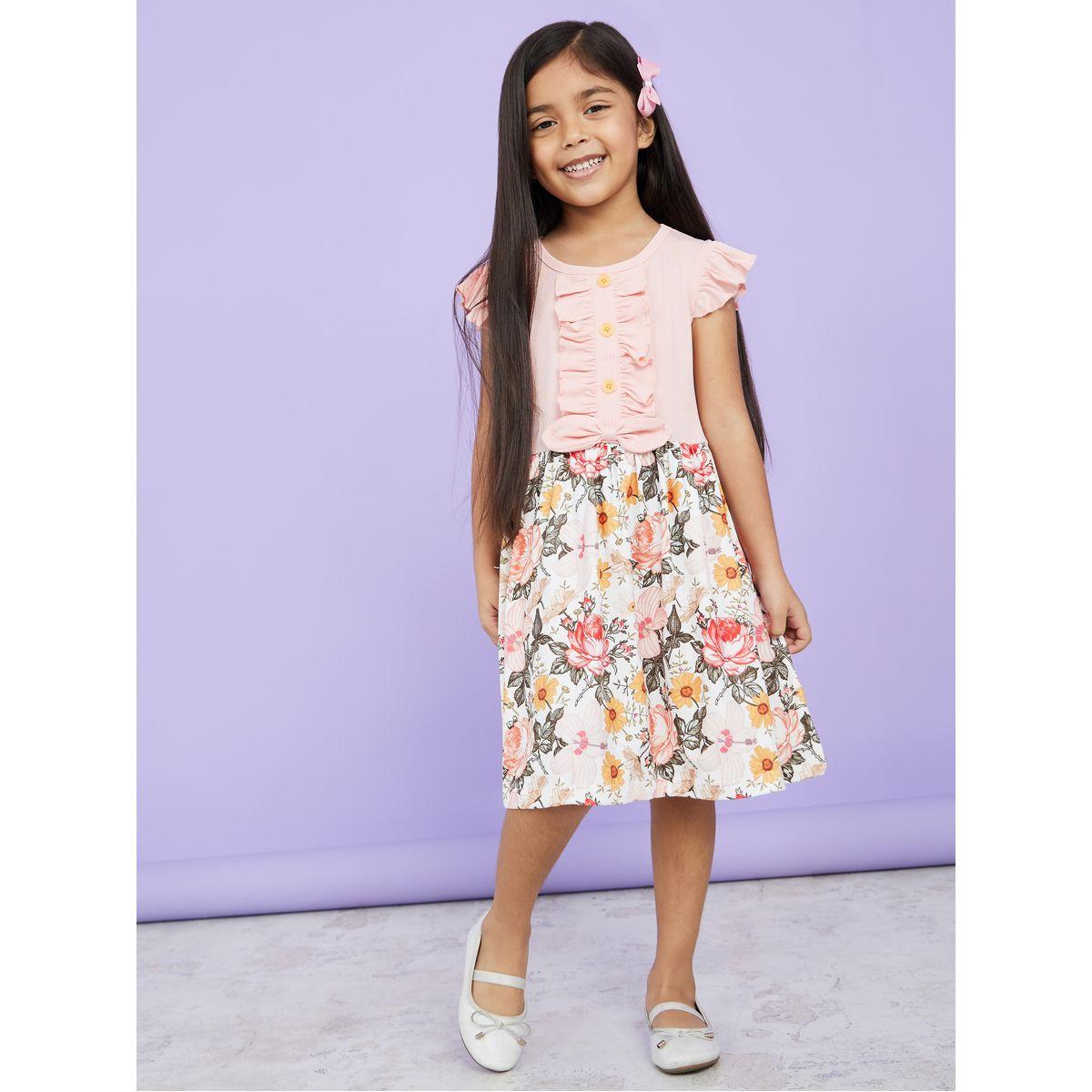 Styli Ruffle Sleeve Floral Print Casual Dress-girls-clothing-dressesandjumpsuits-image-1
