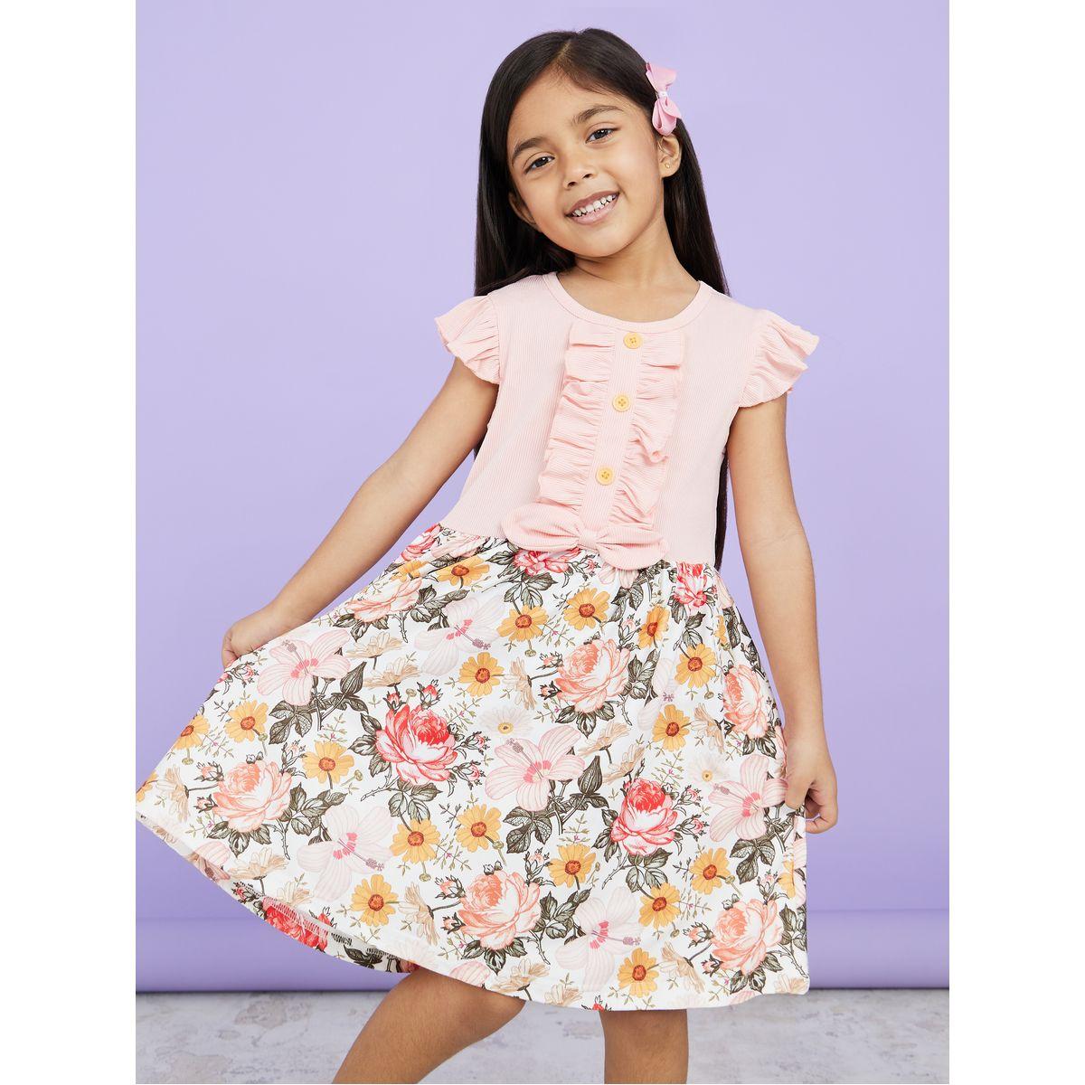 Styli Ruffle Sleeve Floral Print Casual Dress-girls-clothing-dressesandjumpsuits-image-2