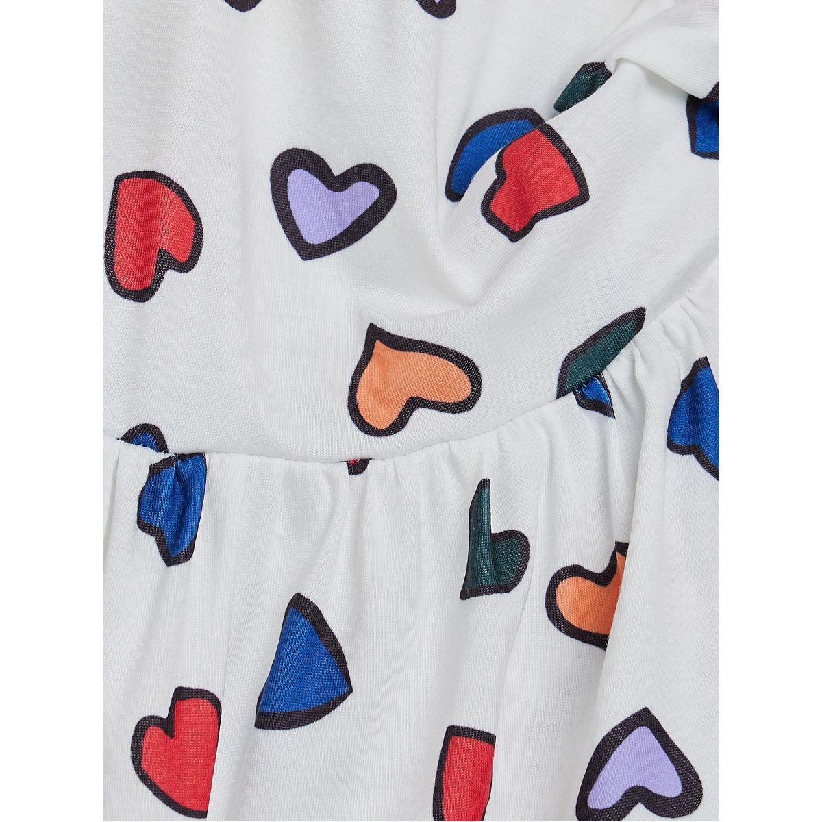 Styli Lace Trim Short Sleeves Heart All Over Print Dress-girls-clothing-dressesandjumpsuits-image-3