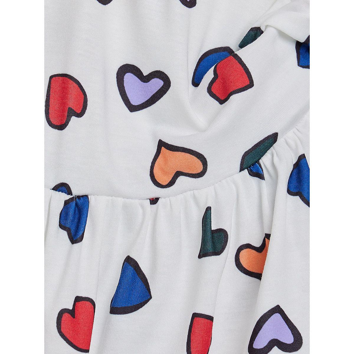 Styli Lace Trim Short Sleeves Heart All Over Print Dress-girls-clothing-dressesandjumpsuits-image-6
