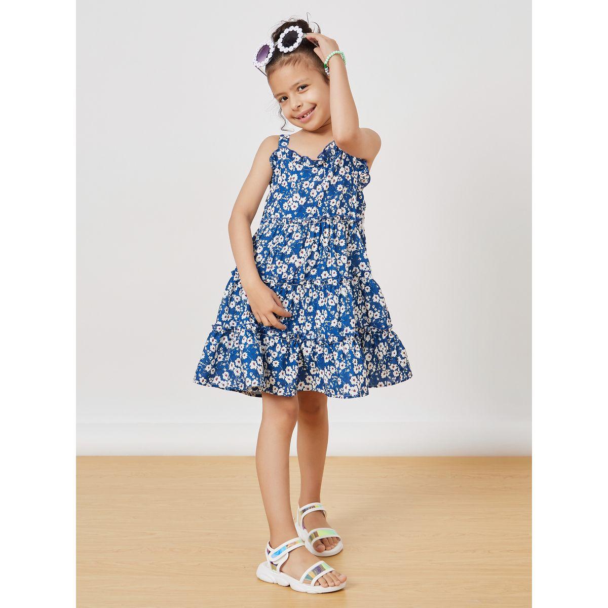 Styli Floral AOP Tiered Knee Length Dress-girls-clothing-dressesandjumpsuits-image-1