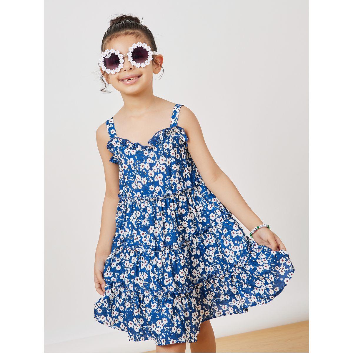 Styli Floral AOP Tiered Knee Length Dress-girls-clothing-dressesandjumpsuits-image-2