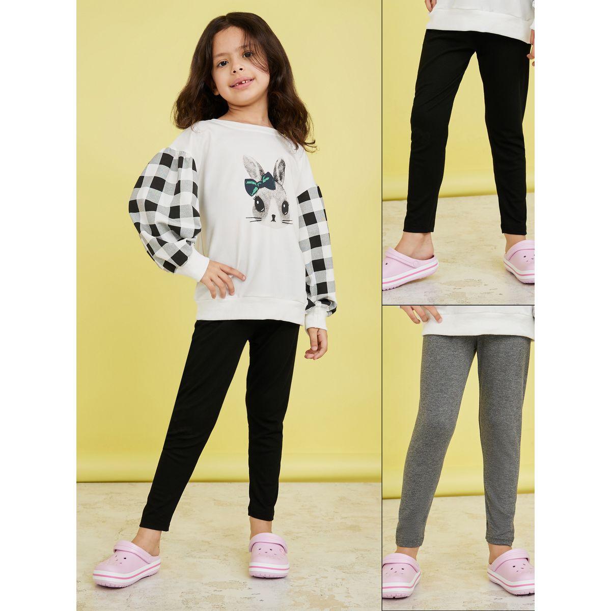 Styli Pack of 2 - Solid Ankle Length Leggings-girls-clothing-bottoms-leggings-image-1
