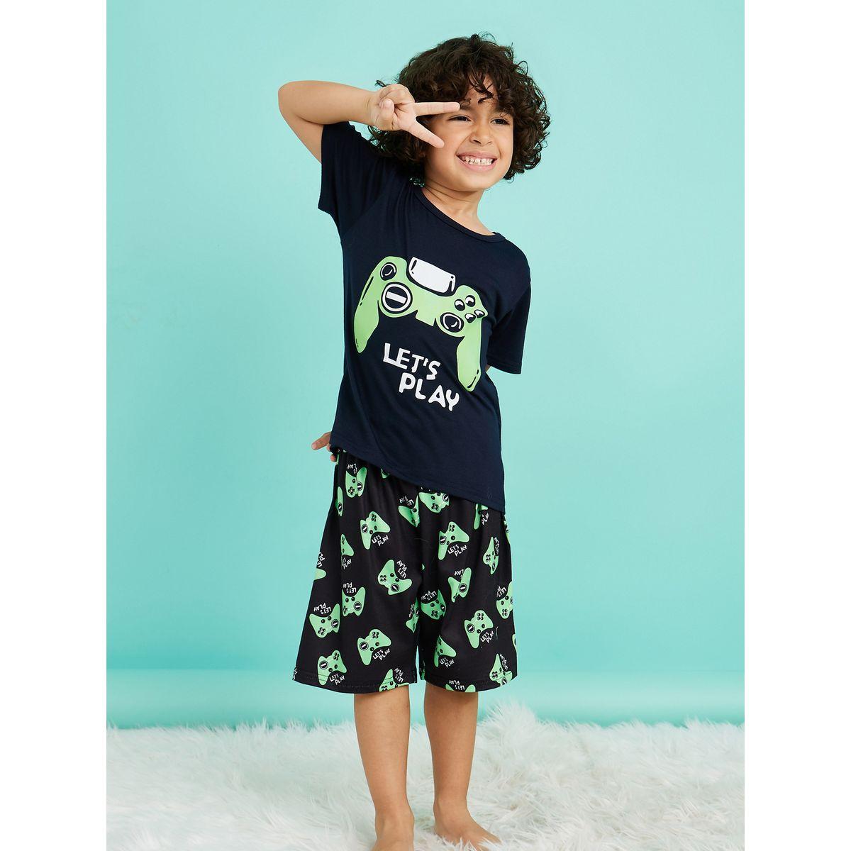 Styli Game Controller Graphic Print T-Shirt & Shorts Set-boys-clothing-nightwear-image-2