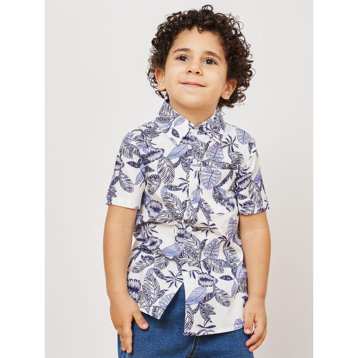 Styli Regular Fit All Over Leaf Print Shirt-boys-clothing-shirts-image-1