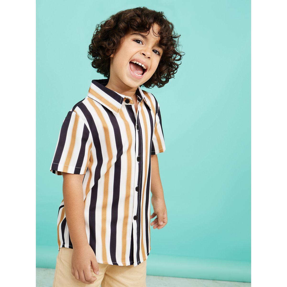 Styli Striped Print Button Through Shirt-boys-clothing-shirts-image-1