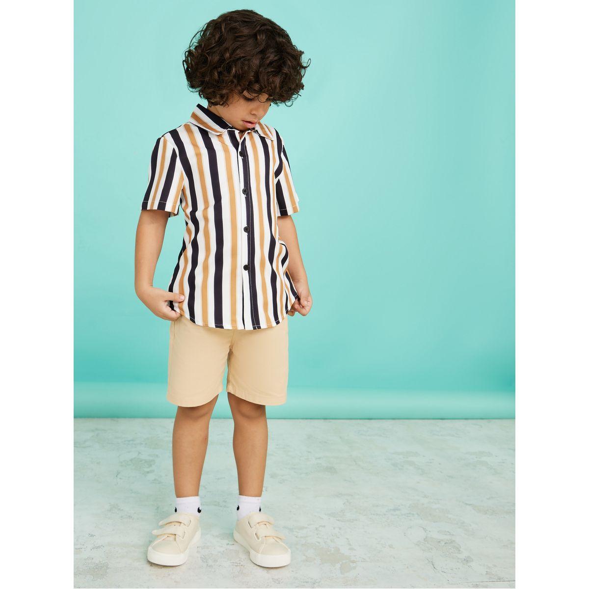 Styli Striped Print Button Through Shirt-boys-clothing-shirts-image-2