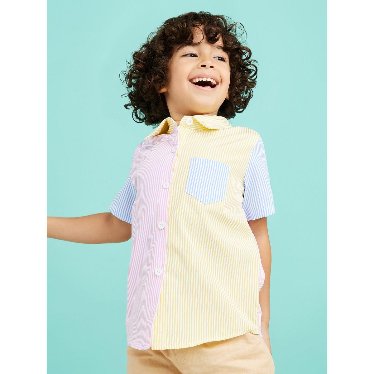 Styli Striped Colorblock Pocket Detail Shirt-boys-clothing-shirts-image-1