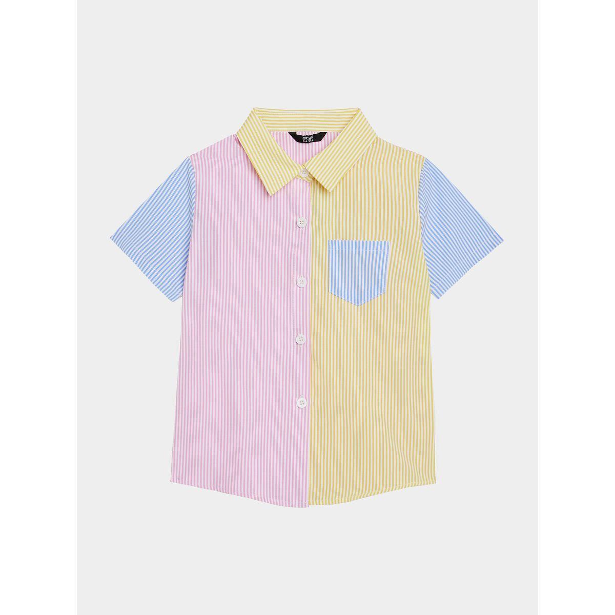 Styli Striped Colorblock Pocket Detail Shirt-boys-clothing-shirts-image-5