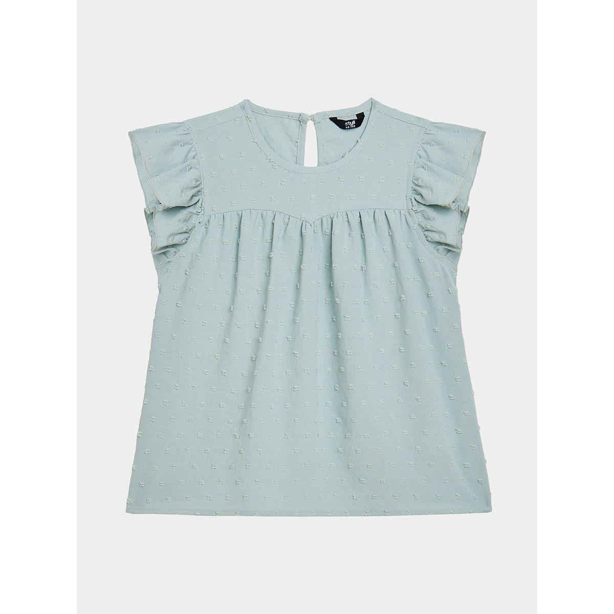 Styli Ruffle Sleeves Dobby Top-girls-clothing-blousesandshirts-image-1