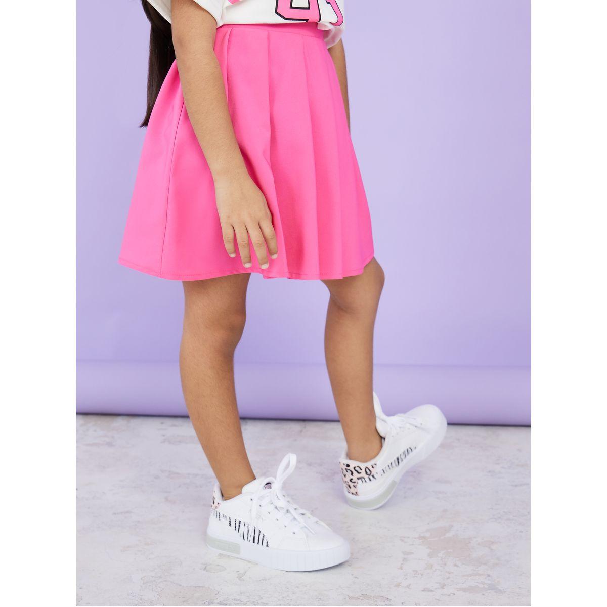 Styli Varsity Print Boxy T-shirt and Pleated Skirt Set-girls-clothing-setsandcoords-image-4