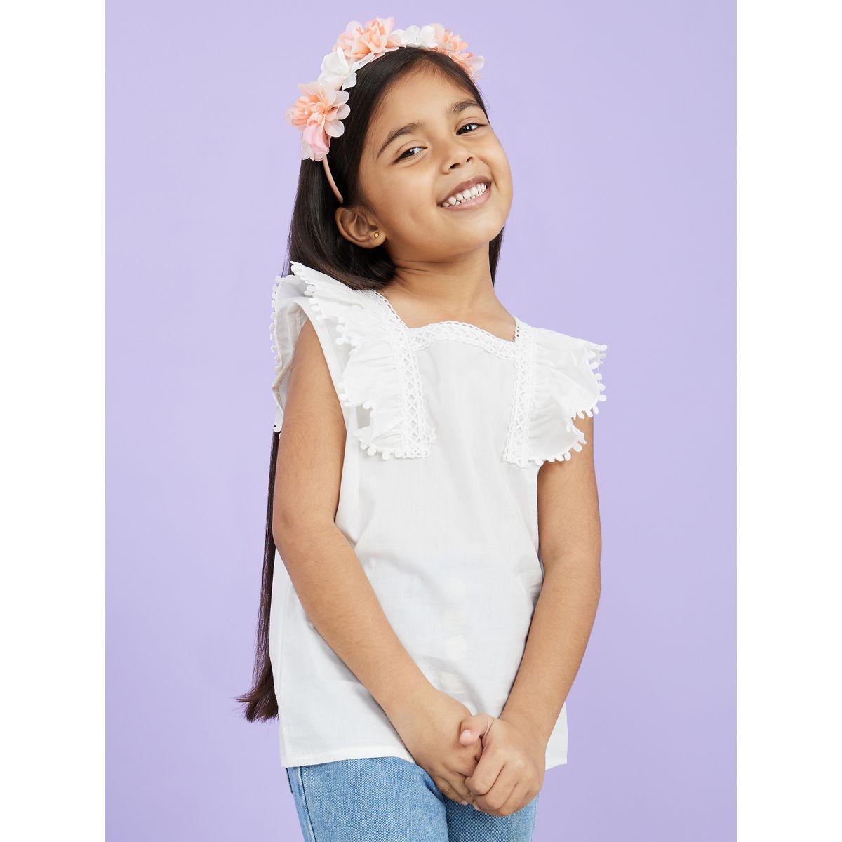 Styli Girls Cap Sleeve Embroidered Yoke Top-girls-clothing-blousesandshirts-image-1