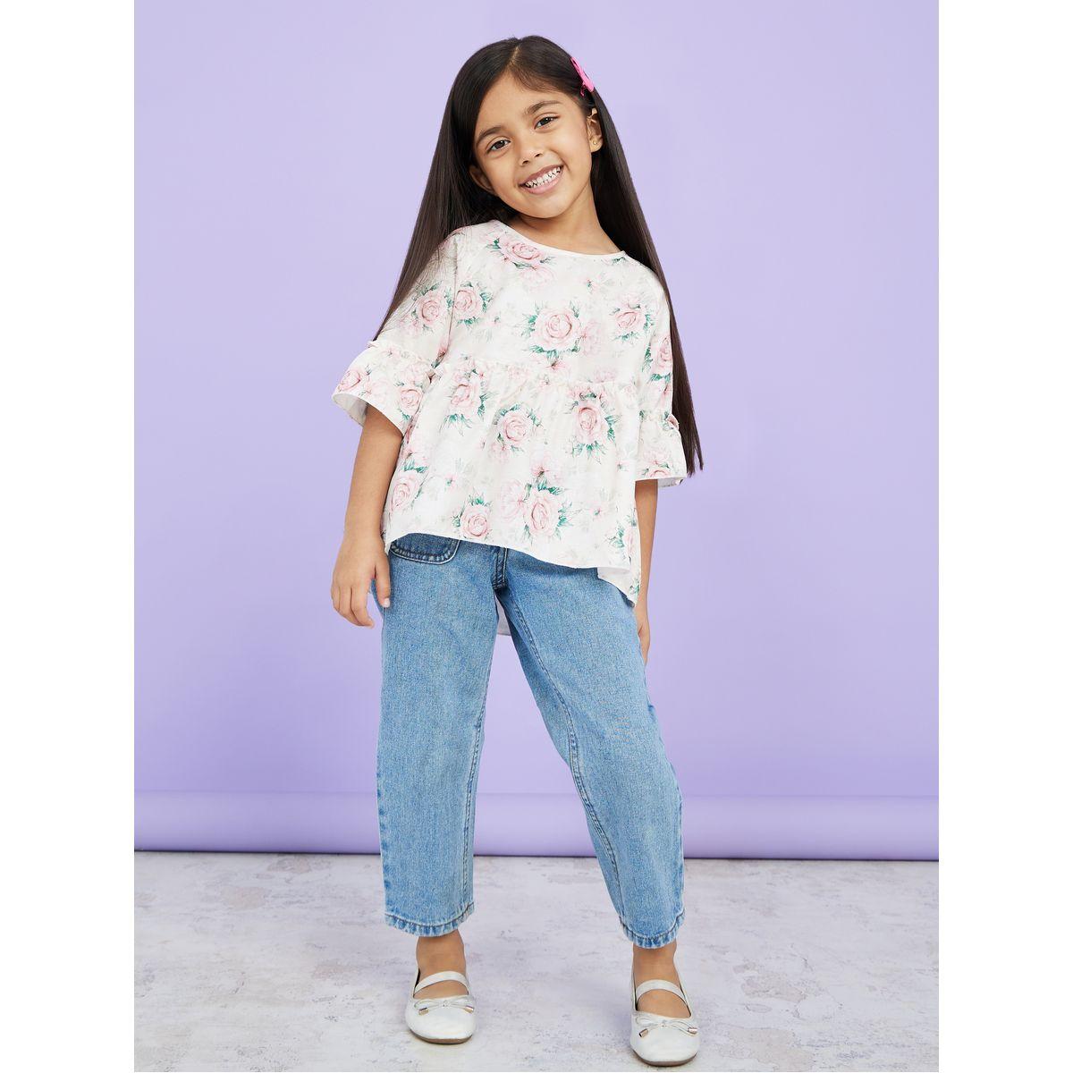 Styli Floral Print High Low Hem Blouse -girls-clothing-blousesandshirts-image-1